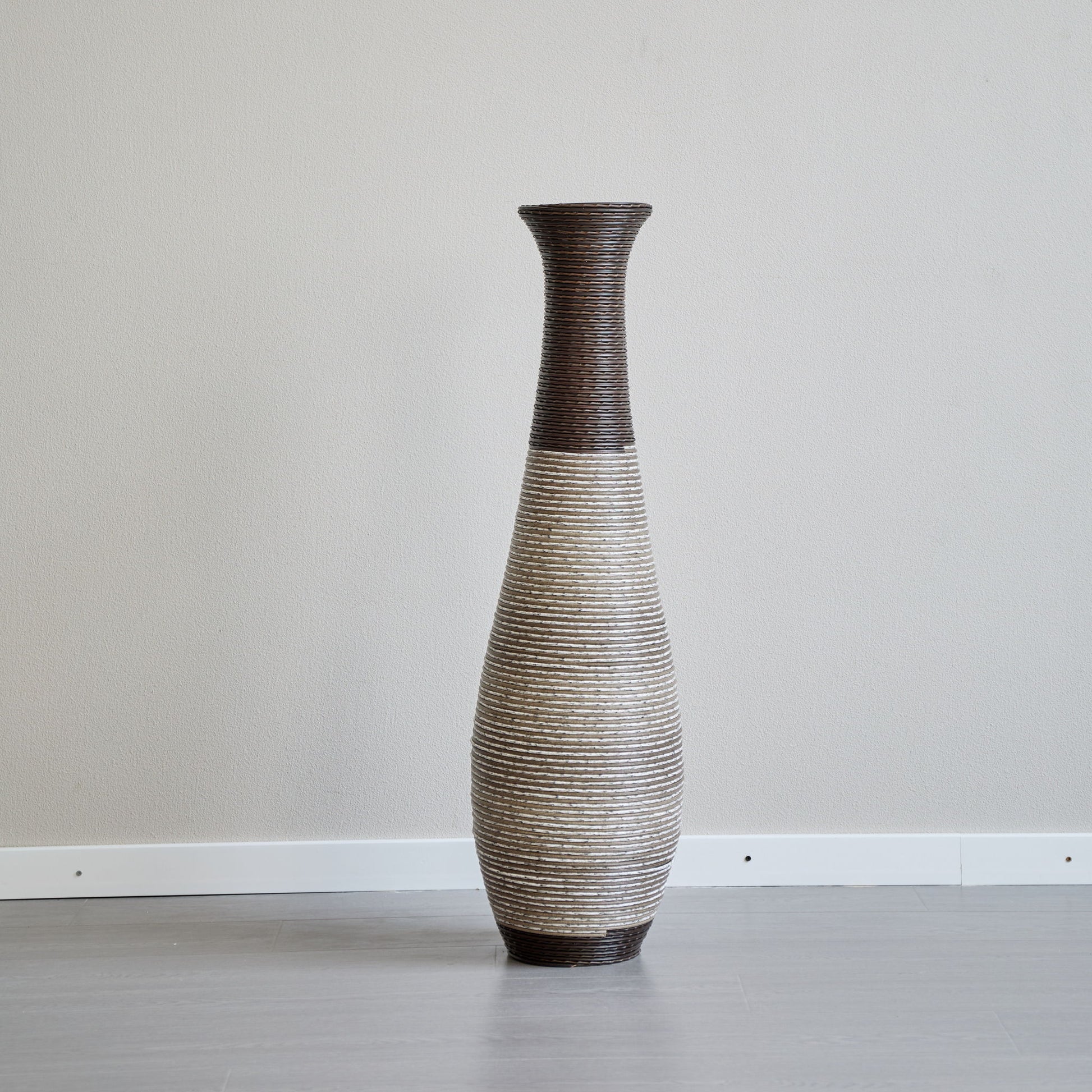 Tall Standing Designer Floor Vase Durable Artificial Rattan Elegant 2 Tone Finish Ideal Decor Accent For Living Room, Bedroom, Entryway Stylish Home Decor Statement Piece - Black / Gray - Best Buy Furniture