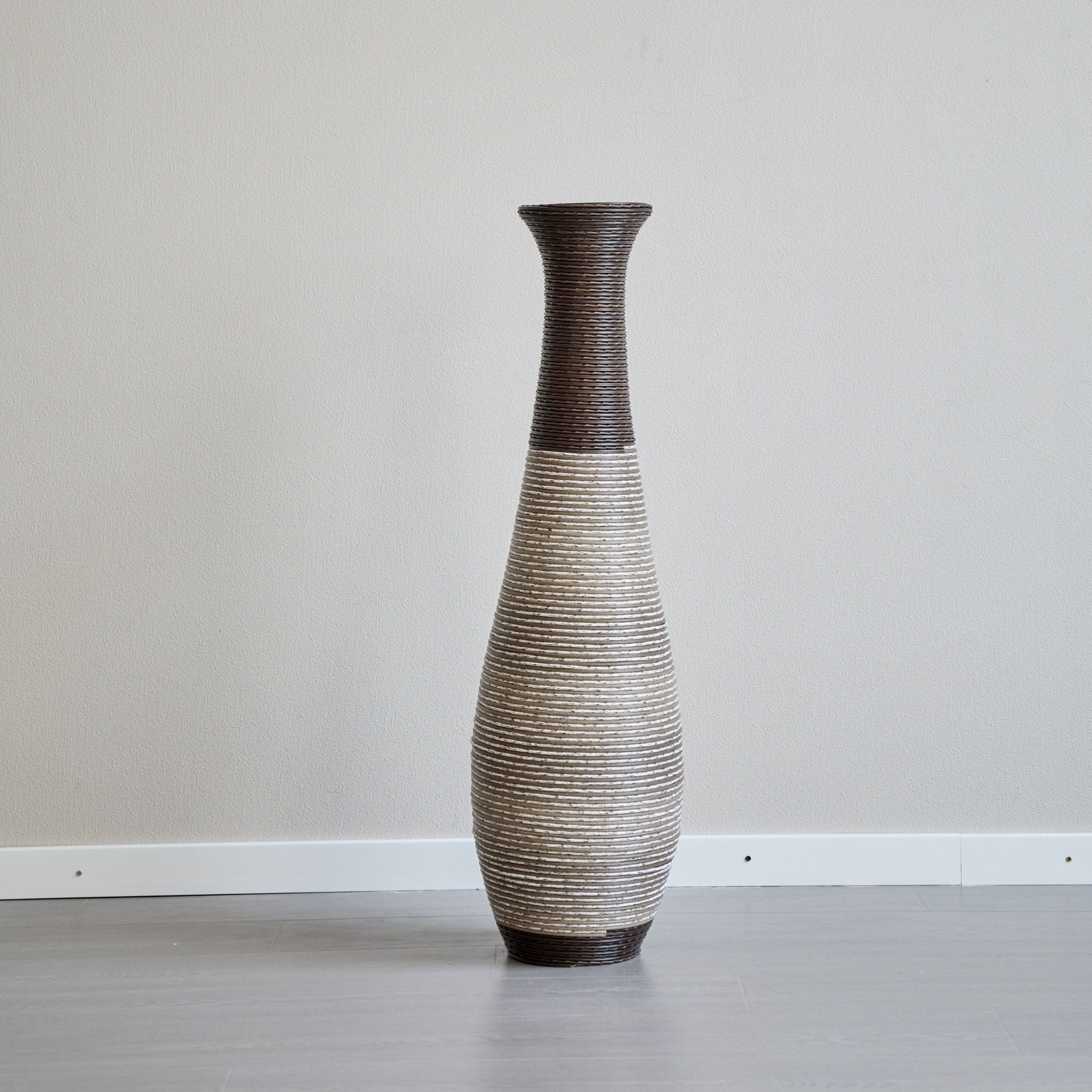 Tall Standing Designer Floor Vase Durable Artificial Rattan Elegant 2 Tone Finish Ideal Decor Accent For Living Room, Bedroom, Entryway Stylish Home Decor Statement Piece - Black / Gray - Best Buy Furniture