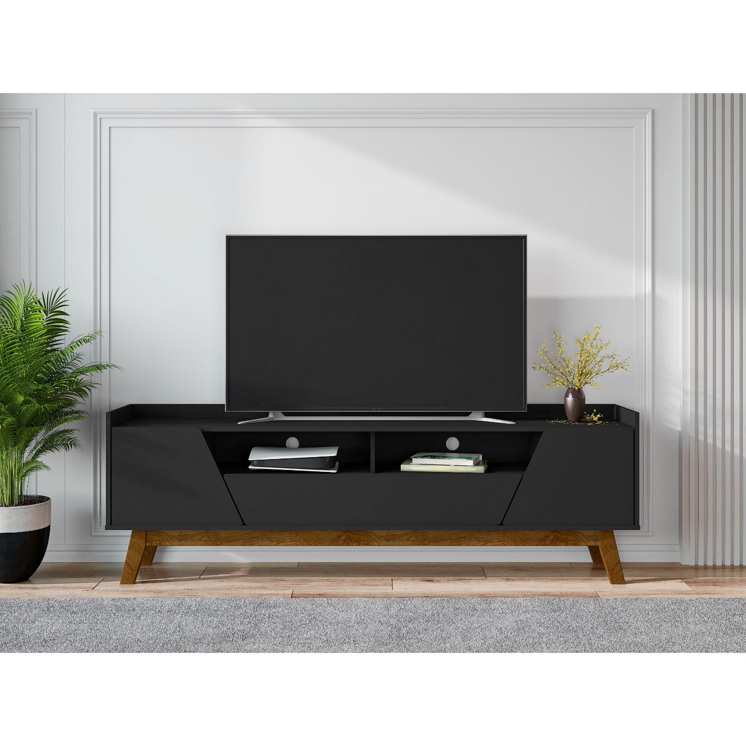 Marcus - TV Stand With 4 Shelves And Soft Close Doors