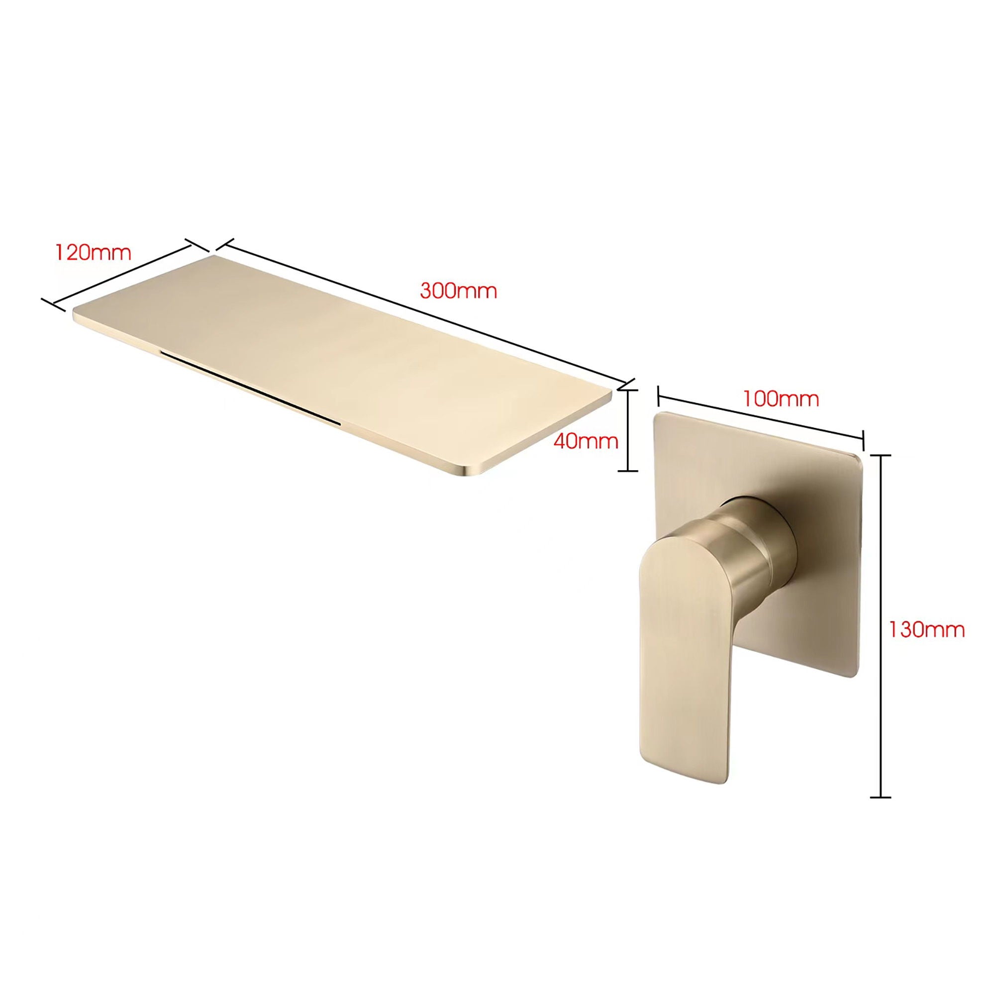 Modern Wall Mounted Bathroom Sink Faucet With Single Handle And Waterfall Design Stainless Steel - Brushed Gold