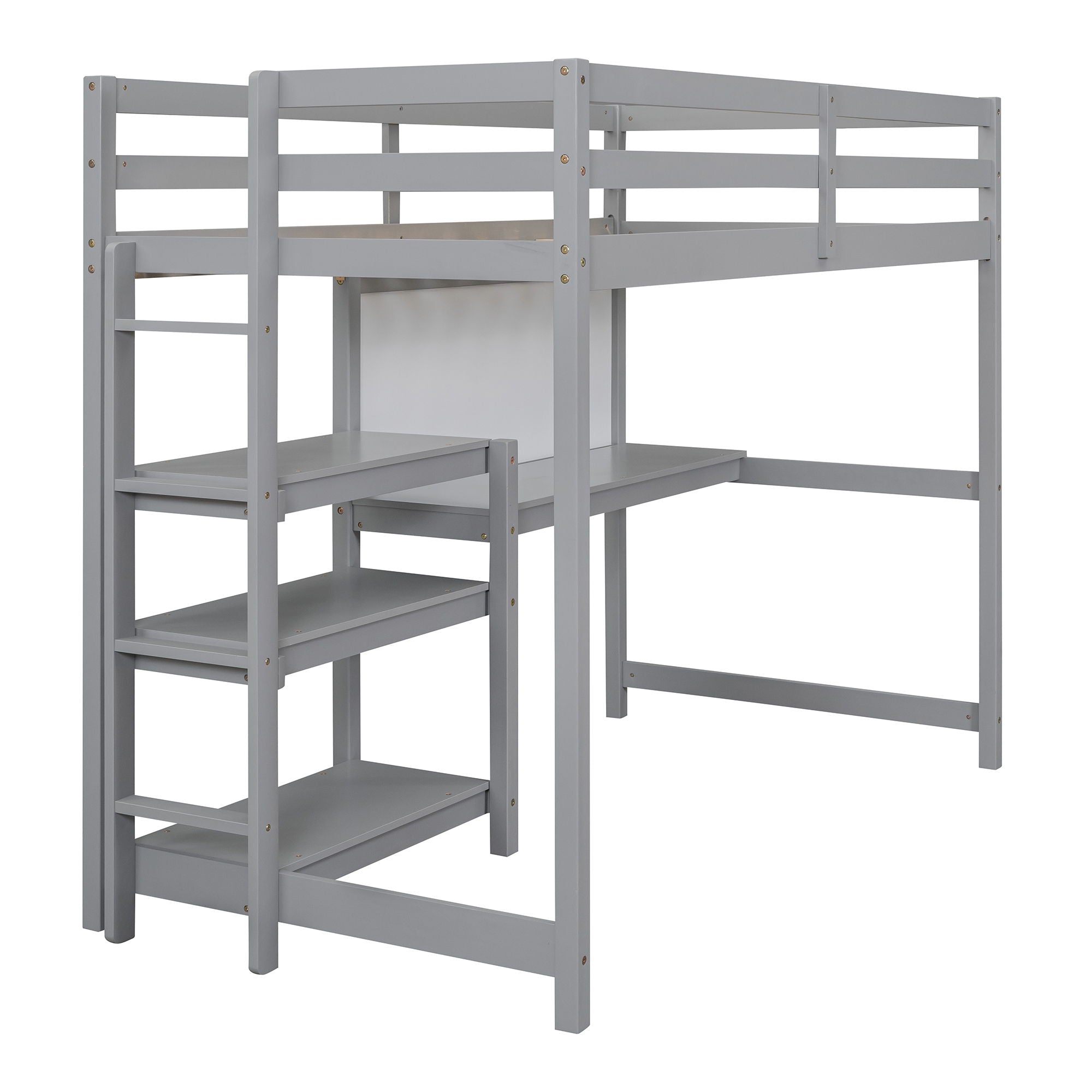Loft Bed With Shelves, Desk And Writing Board