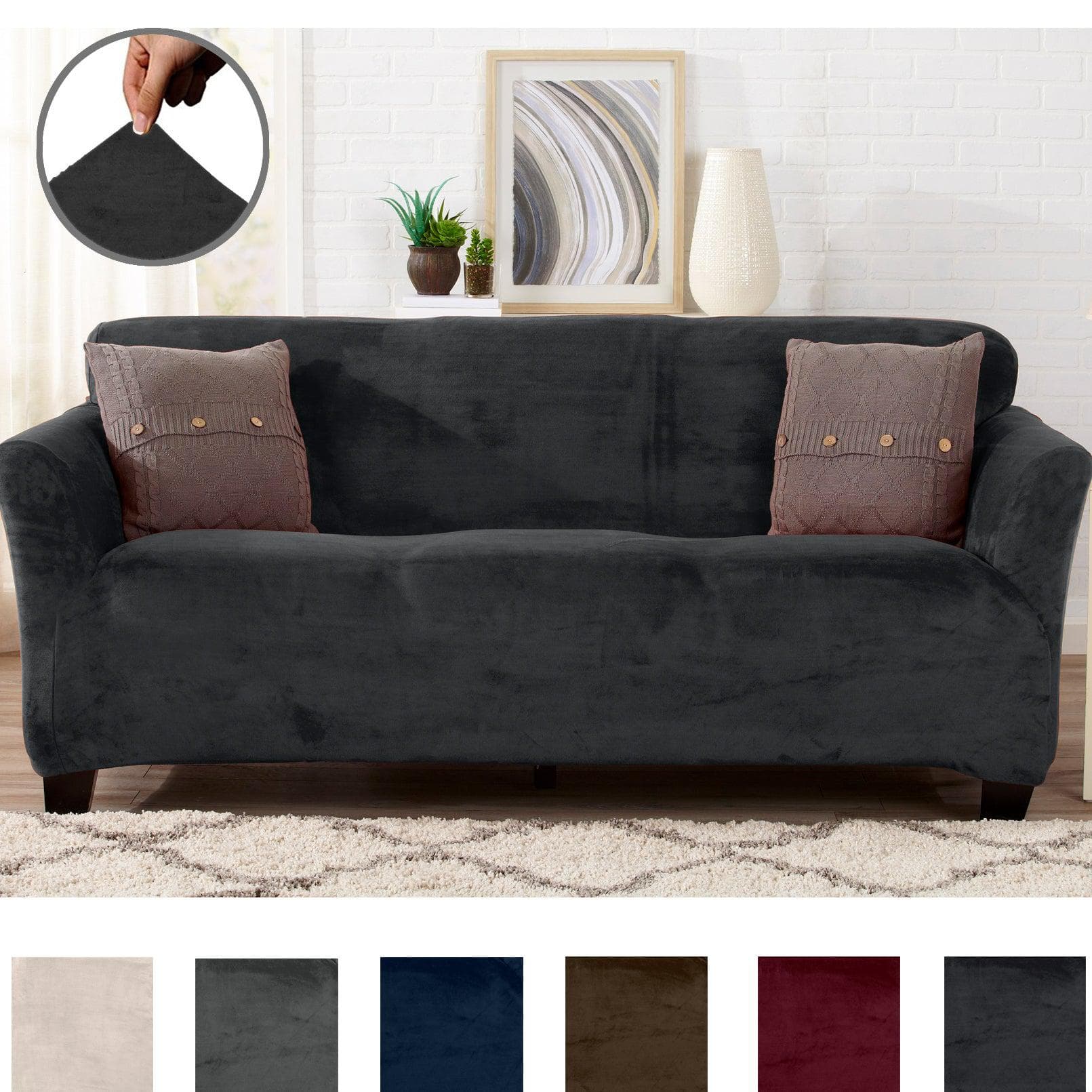 Velvet Stretch Slipcover - Gale Collection - Best Buy Furniture