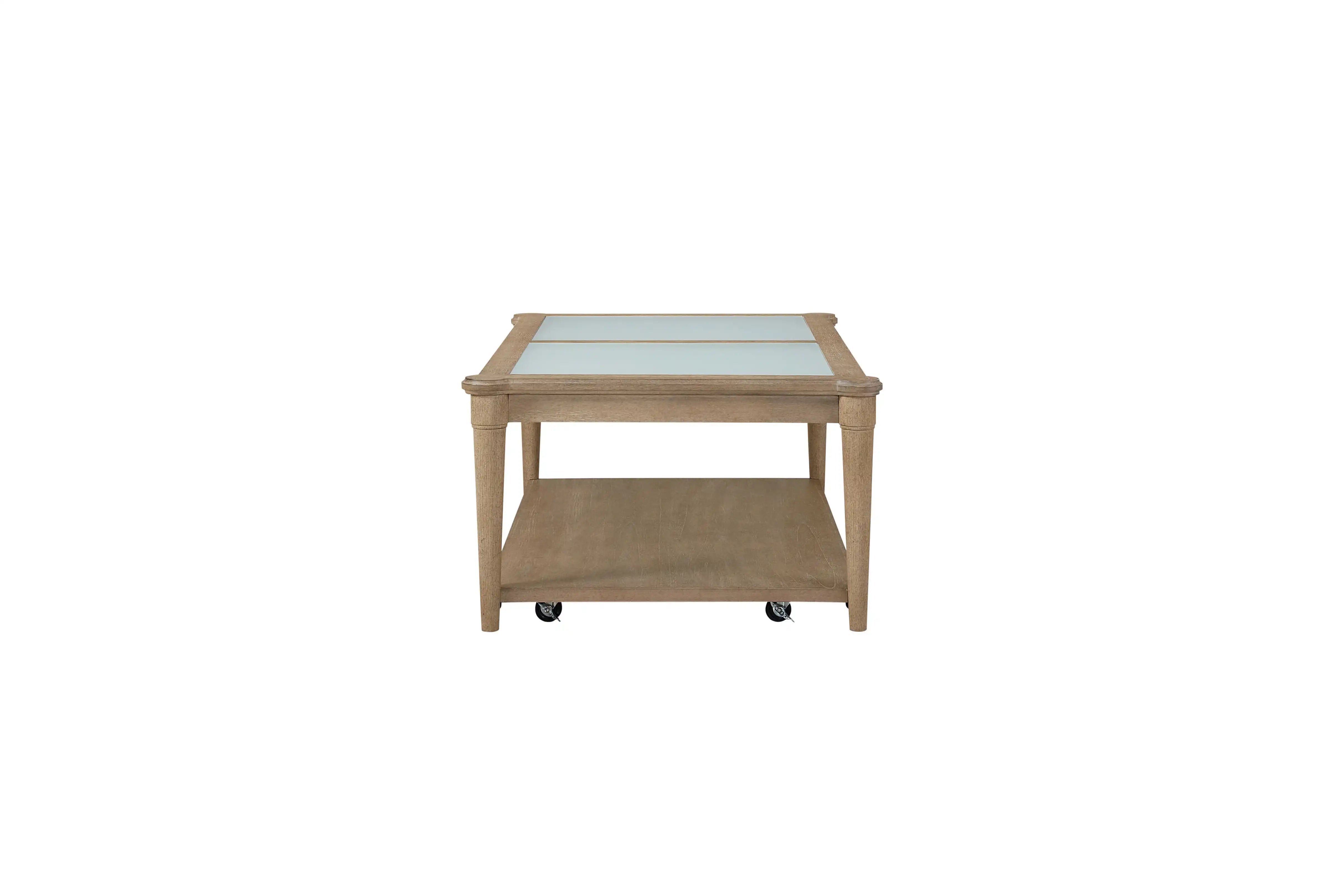 Frosted Glass Top Cocktail Table With Casters - Sand - Best Buy Furniture