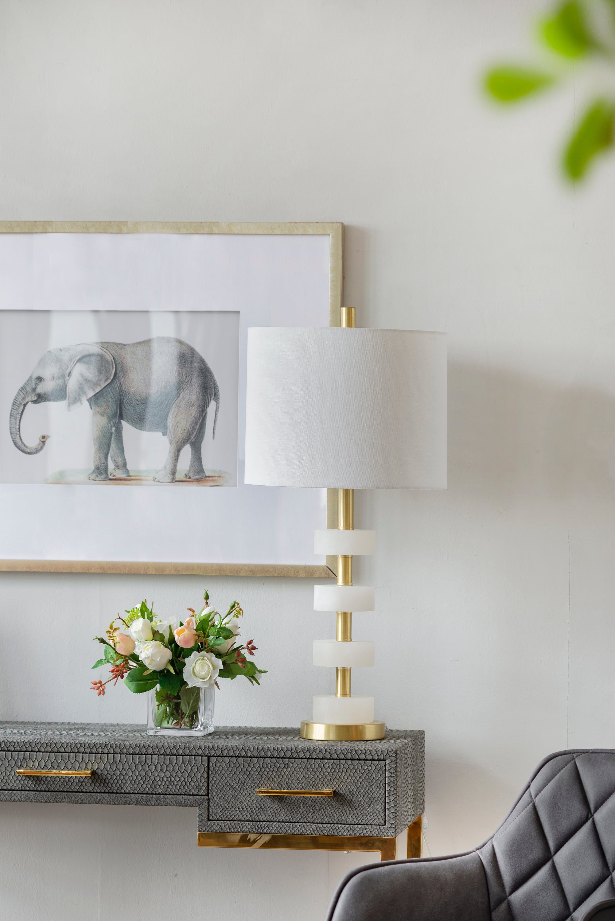 13x13x26 Marble Table Lamp