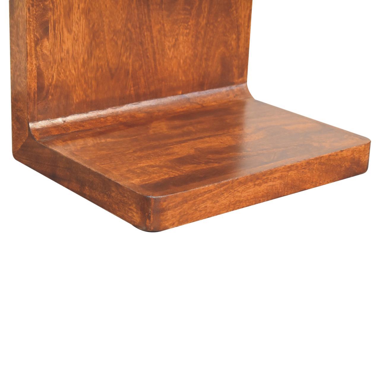 T Bar Rounded Bedside Table - Dark Brown