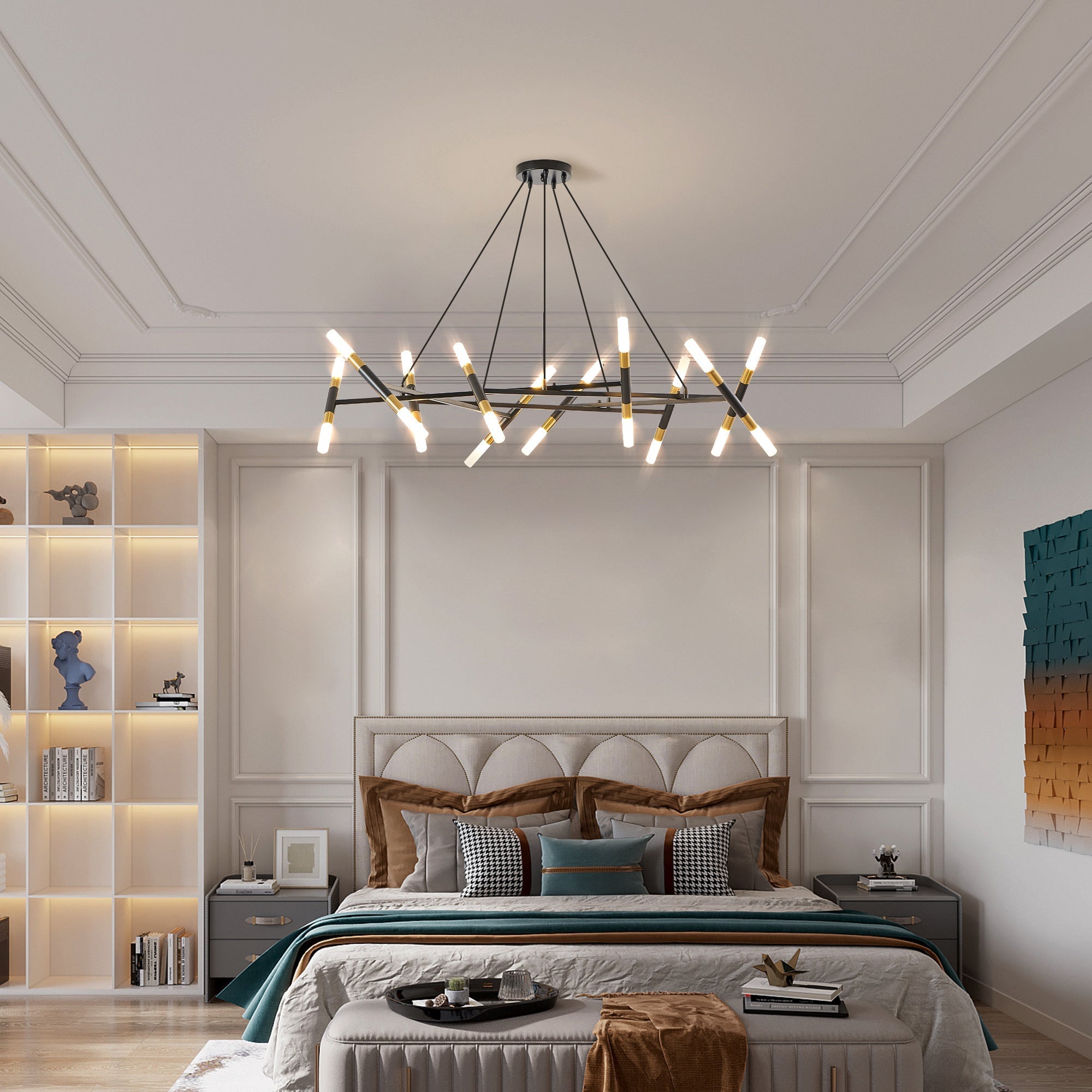 41'' Black & Golden Modern Chandelier Light Fixture