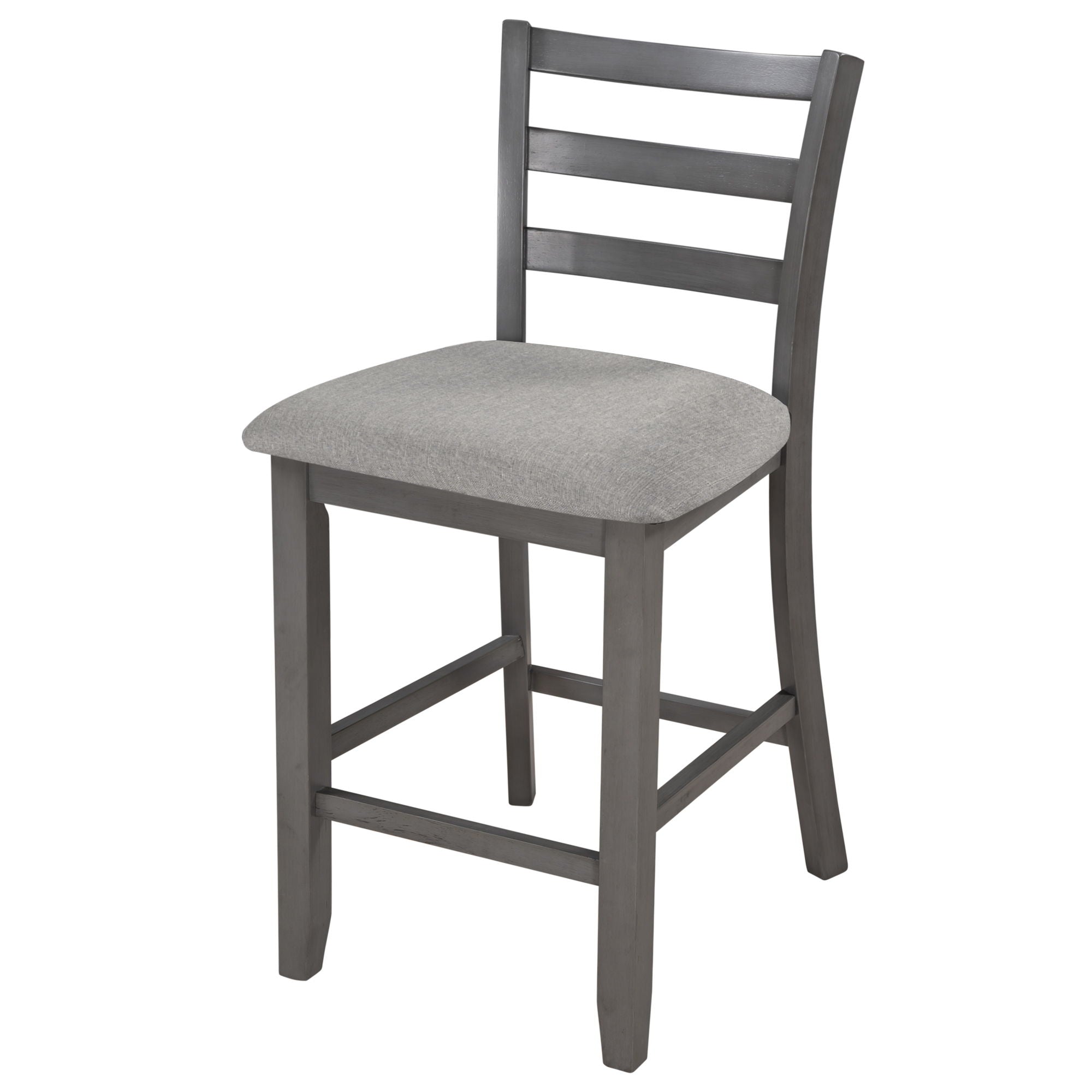 5 Piece Wooden Counter Height Dining Set With Padded Chairs, Storage Shelving