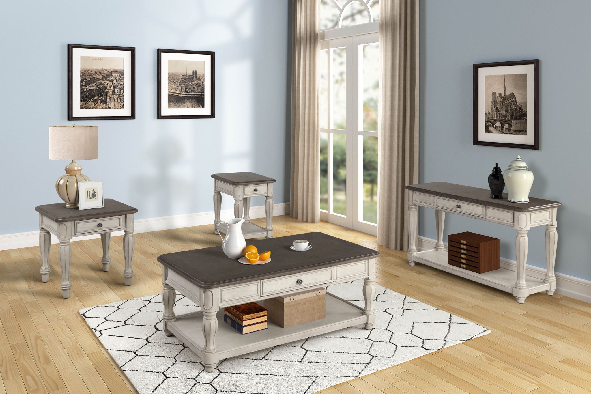 Chairside Table With Storage - Antique White - Best Buy Furniture