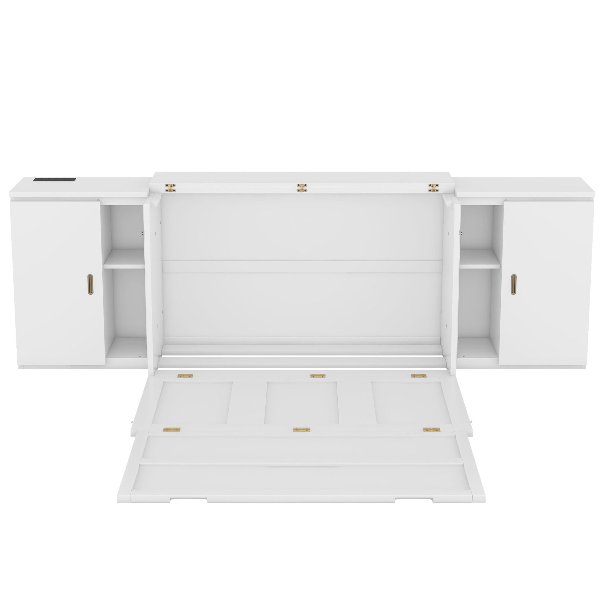 Murphy Bed With Shelves, Cabinets And USB Ports
