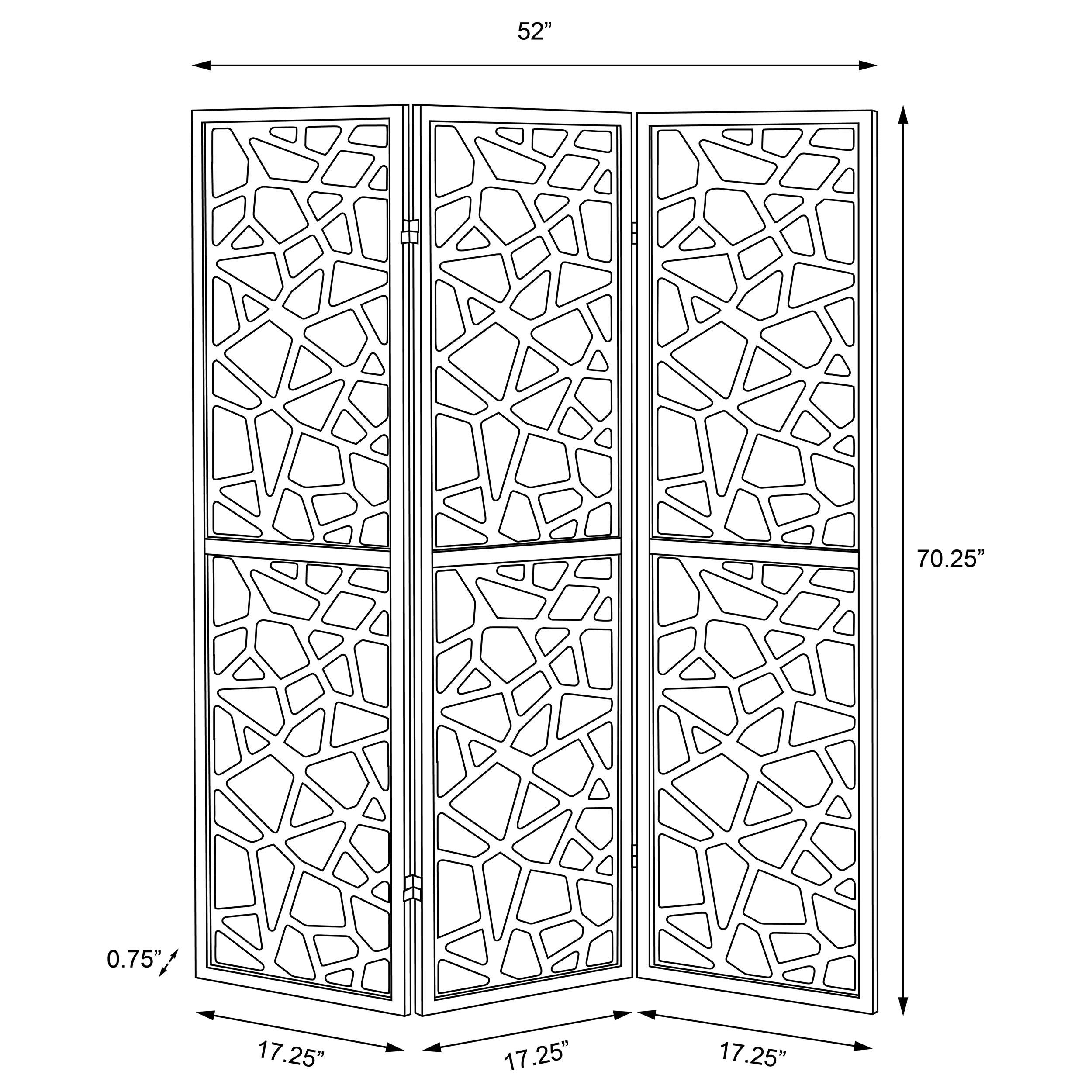 Nailan 3-Panel Room Divider Folding Screen Black Open Mosaic-CoasterEveryday