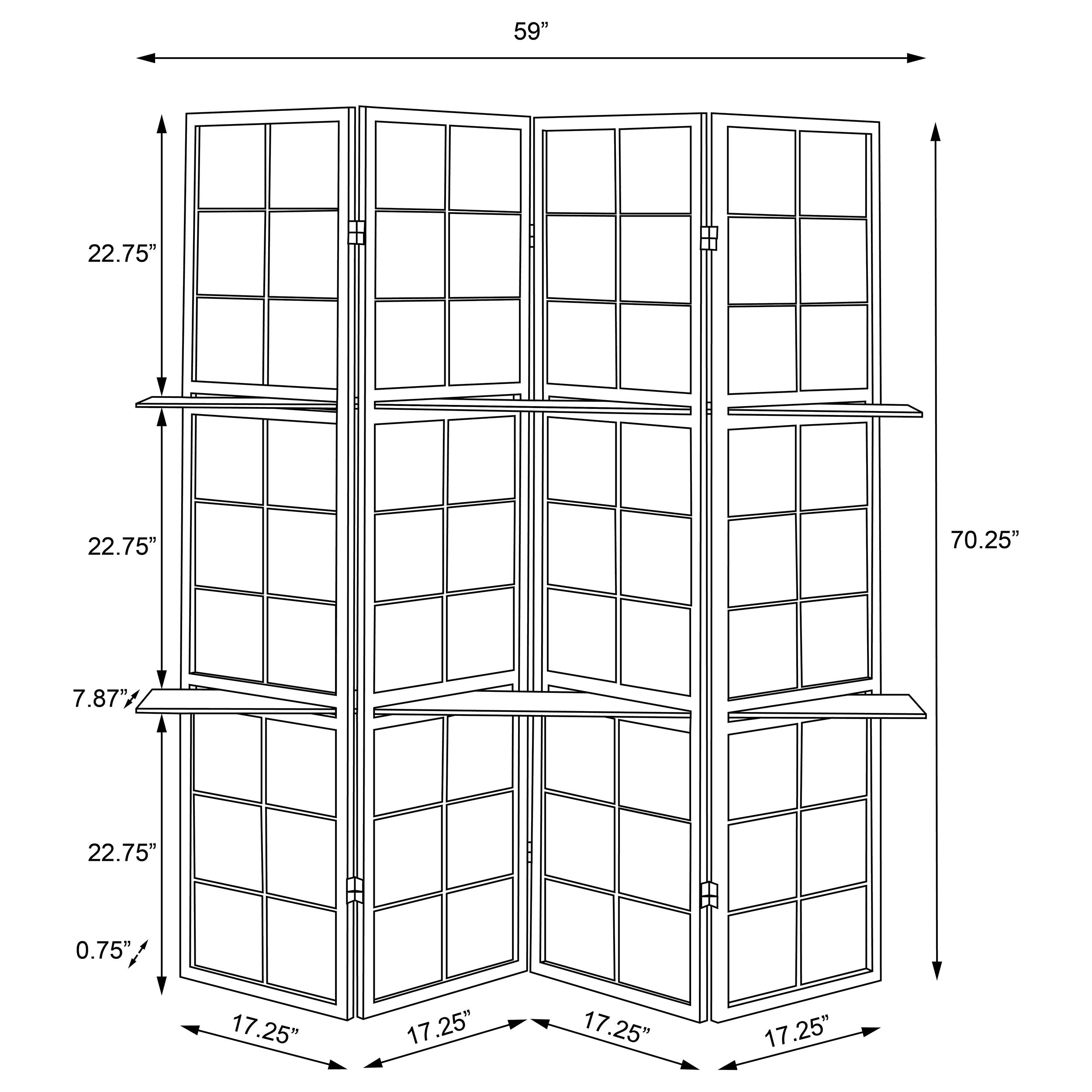 Iggy 4-Panel Room Divider Folding Shoji Screen Cappuccino-CoasterEveryday