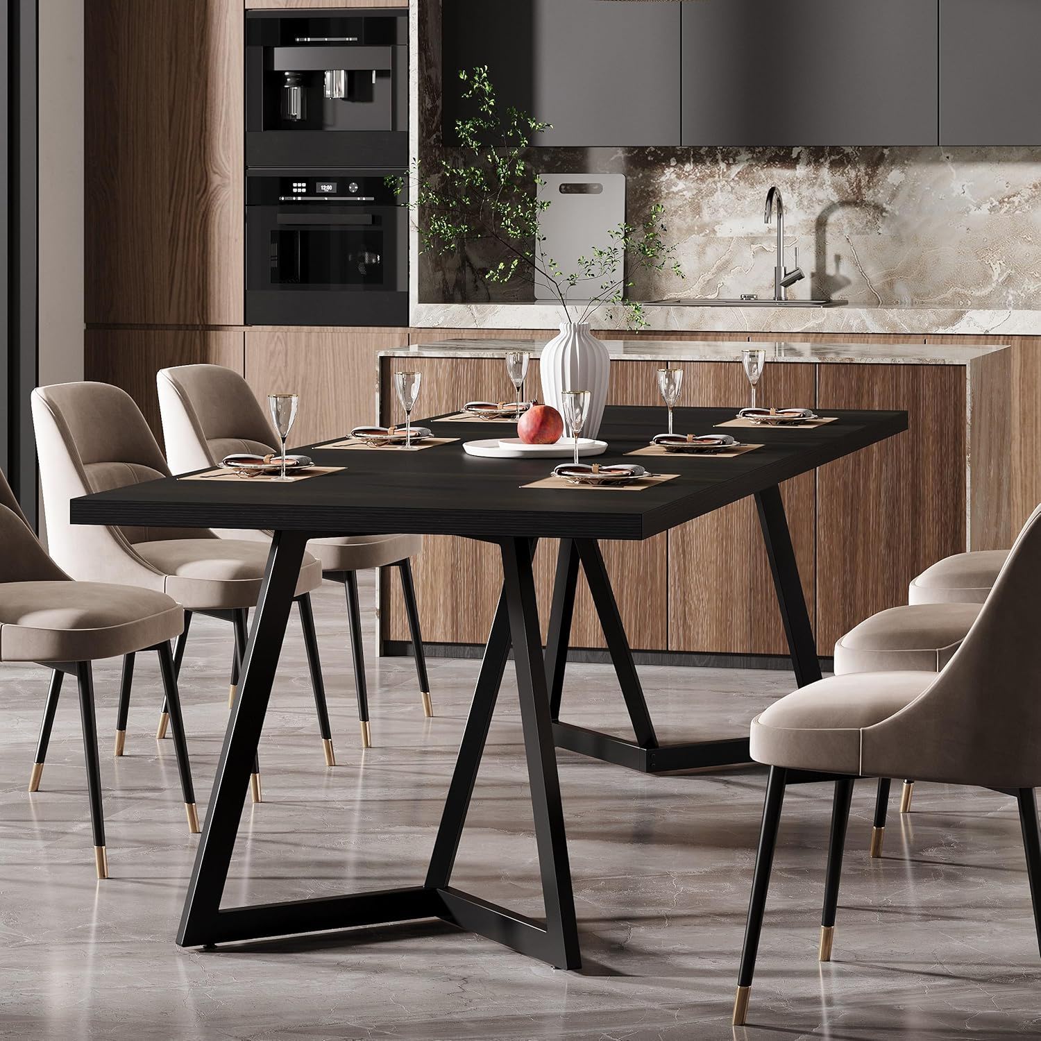 Rectangular Dining Table For 6 - 8 People - Black