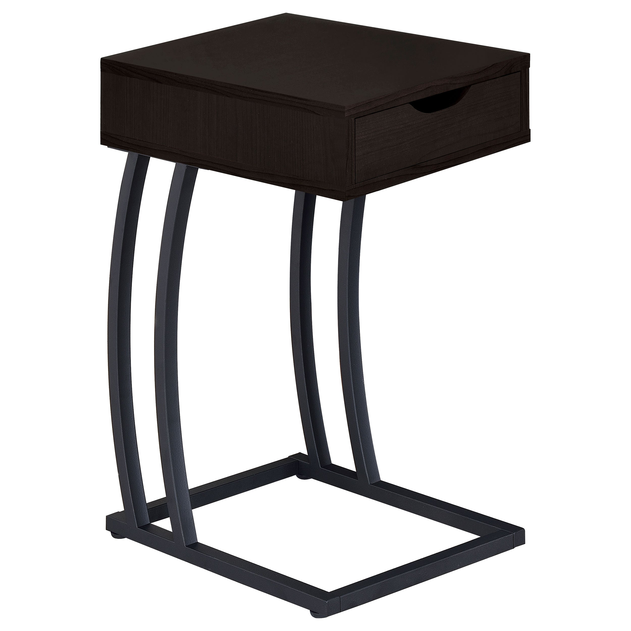 Troy 1-drawer C-Shaped Side Table Power Outlet Cappuccino-CoasterEssence