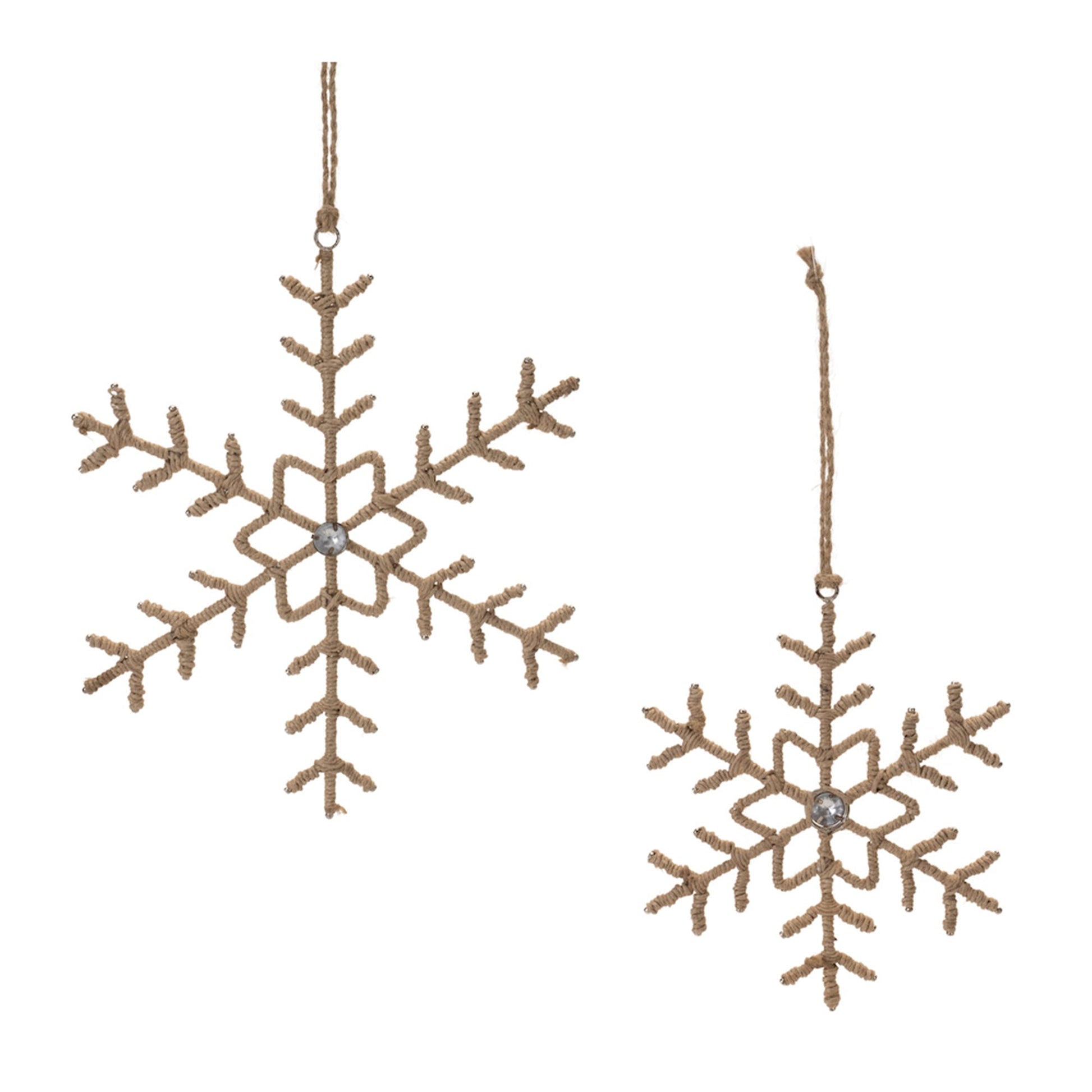 Jute-Wrapped-Metal-Snowflake-Oranment-(Set-of-12)-Christmas-Ornaments