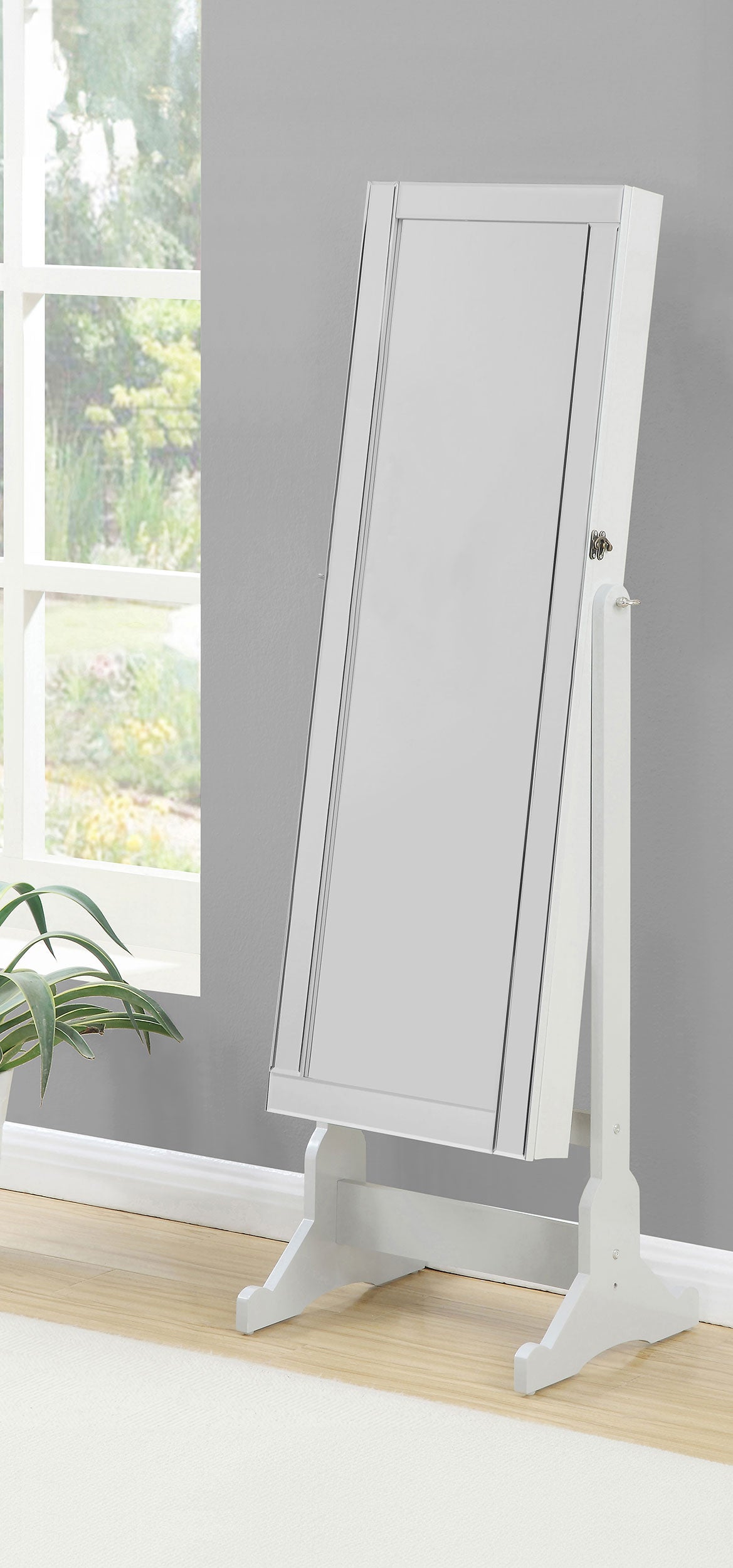 Yvonne Cheval Mirror with Jewelry Storage Dove Grey-CoasterEssence
