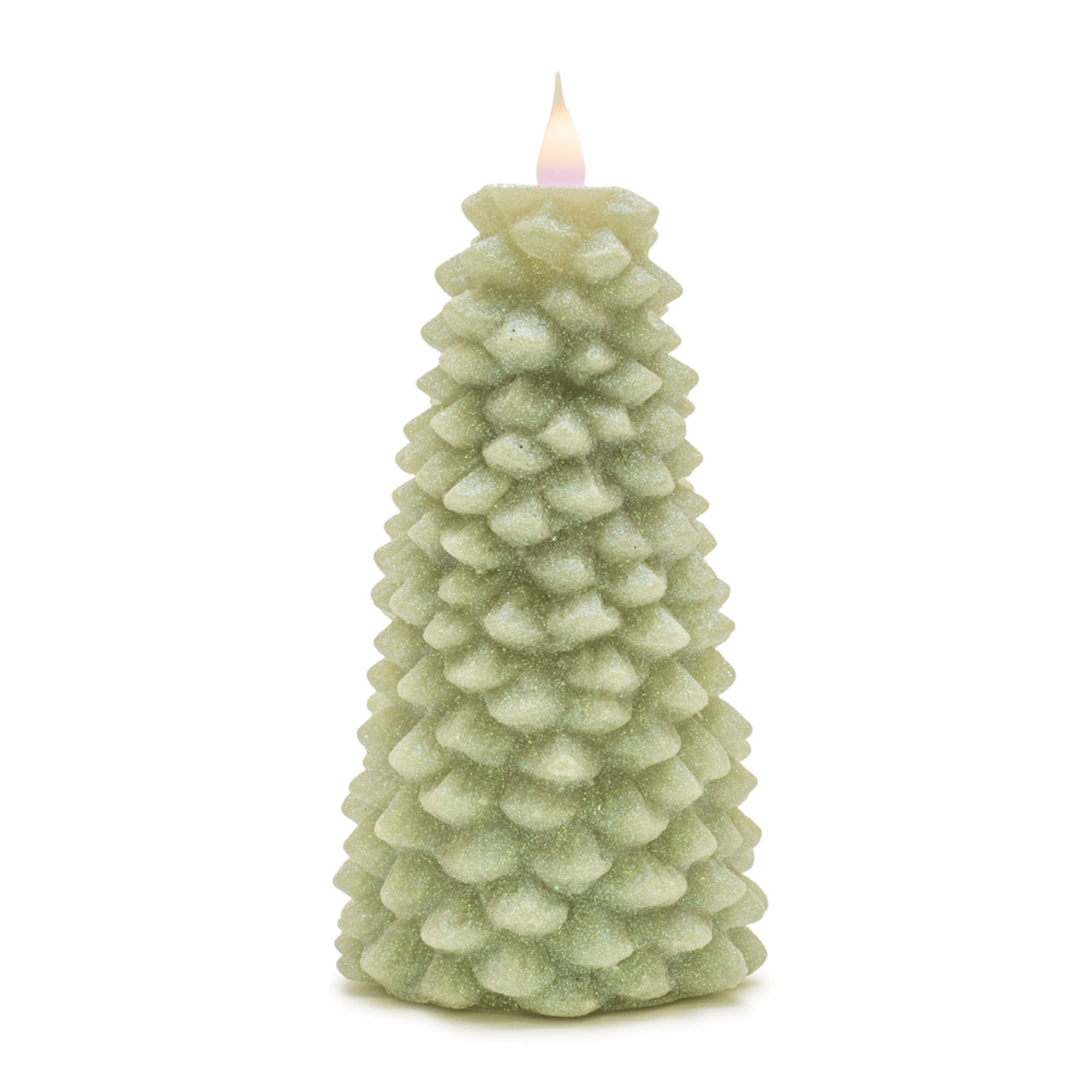 Glittered Pine Tree Candle 8"H