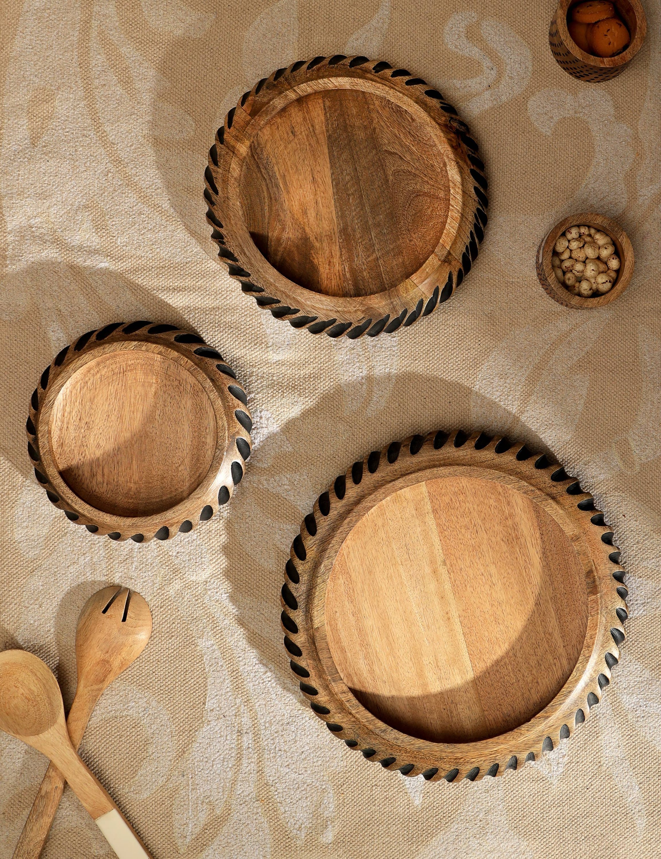 Handmade Wooden Bowl with Black Filler