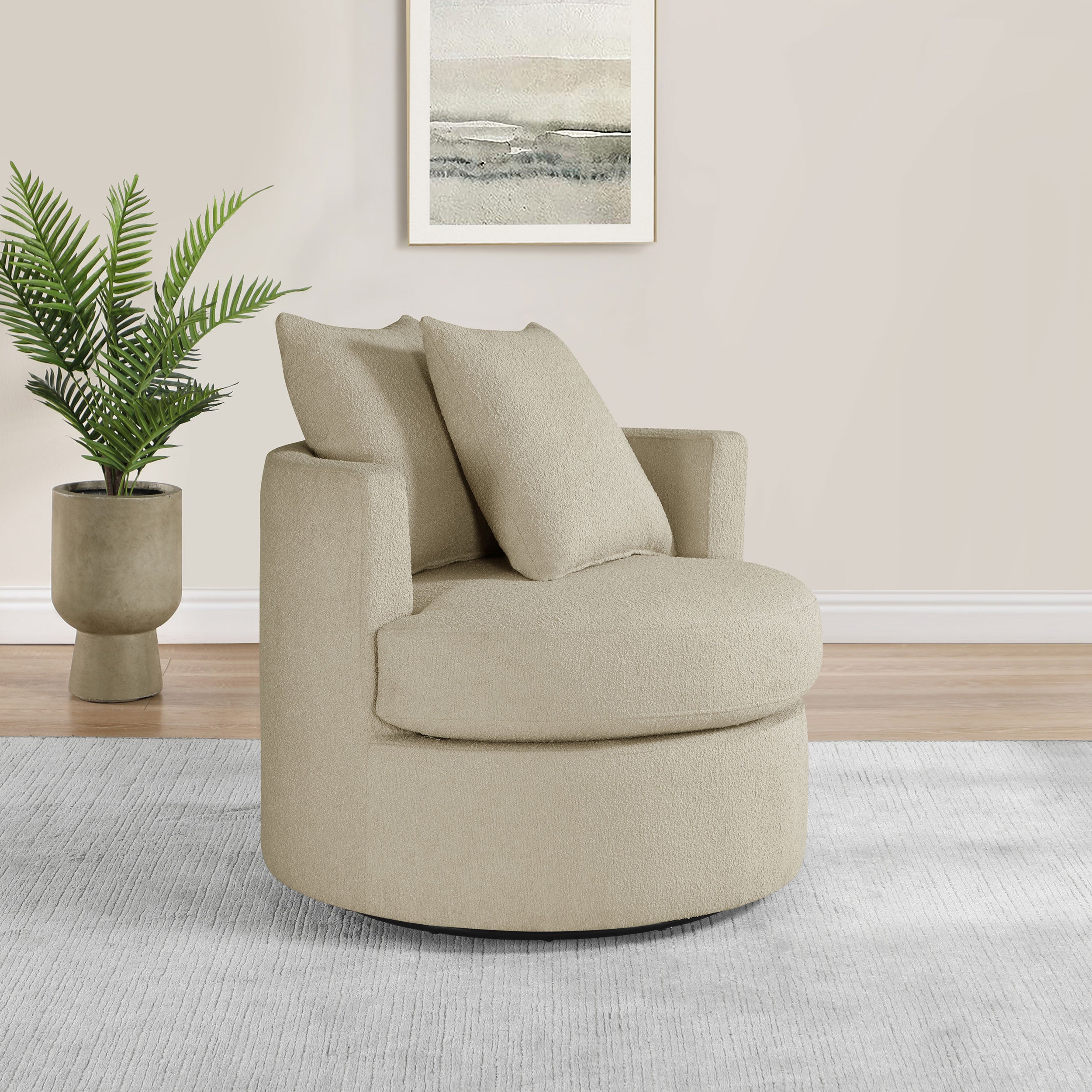 Debbie Upholstered Swivel Accent Chair Camel-