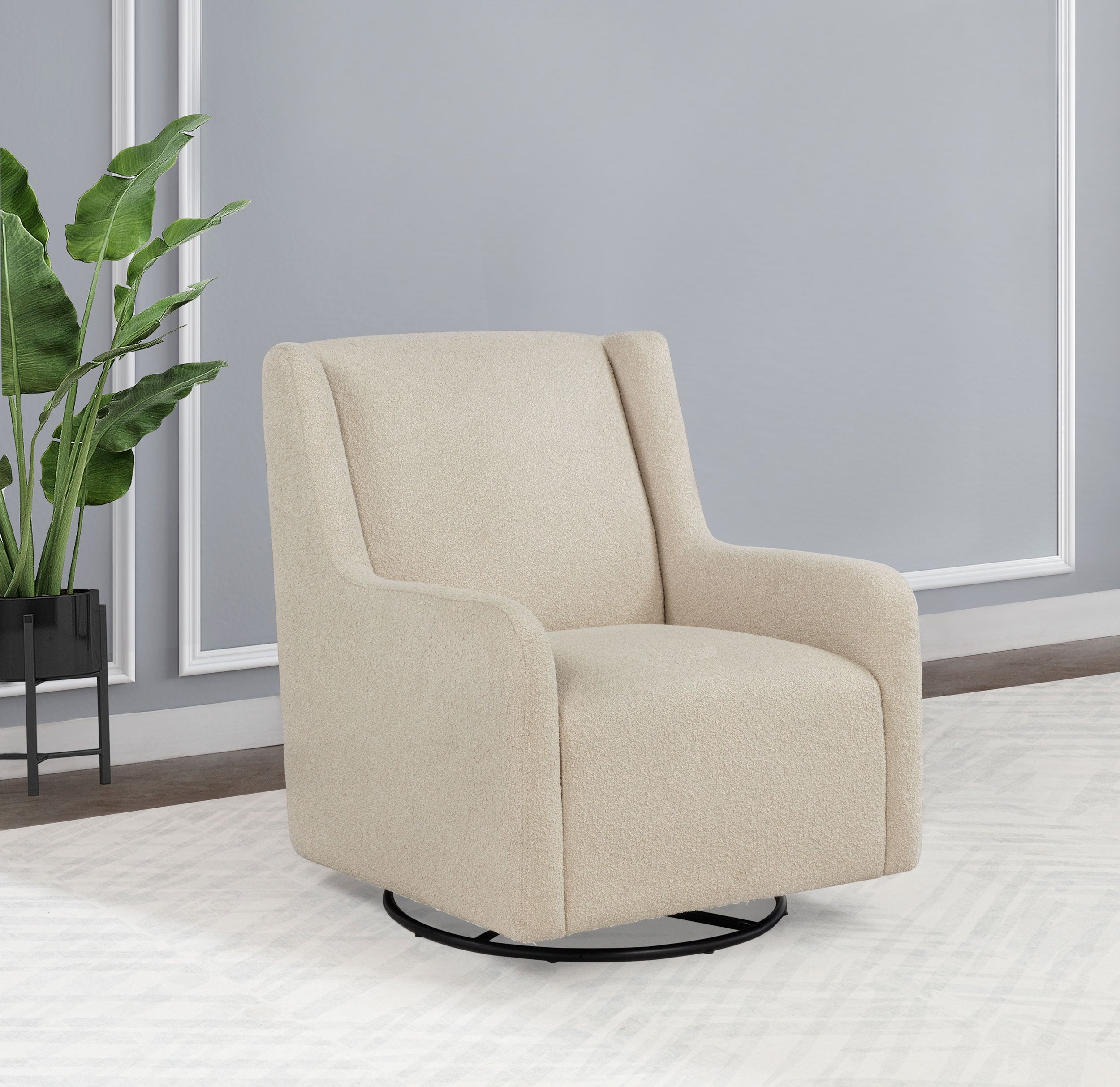 Serra Boucle Upholstered Swivel Glider Sandy Beige-