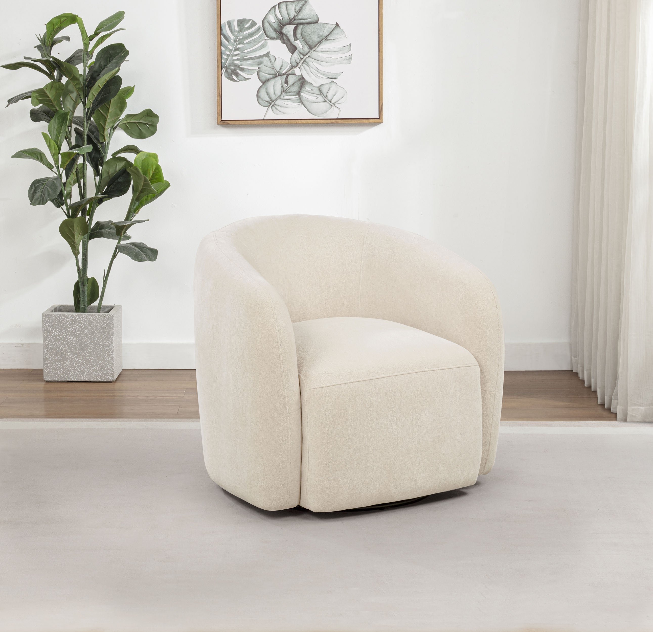 Gerley Chenille Upholstered Swivel Accent Chair Beige-