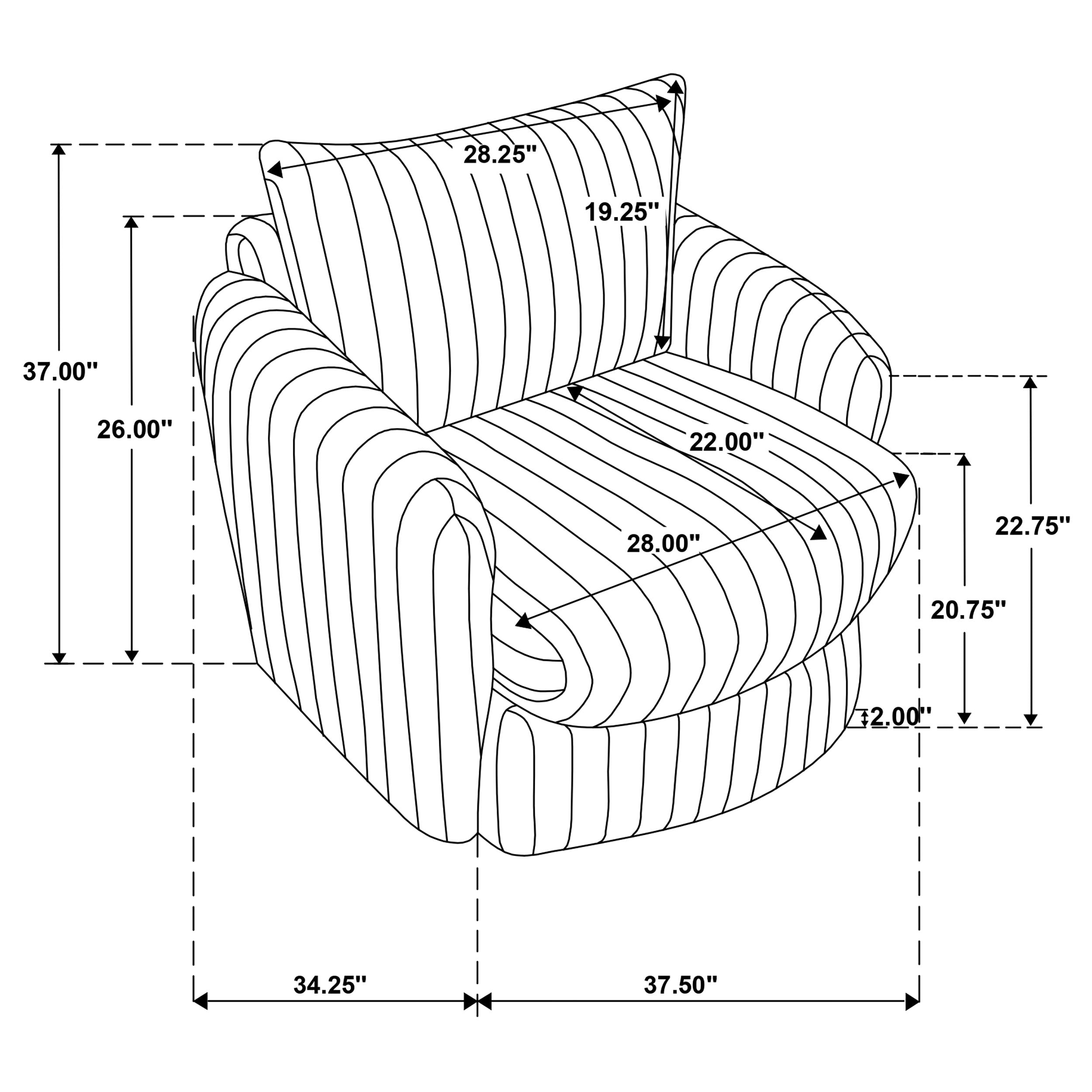 Sarco Corduroy Upholstered Swivel Accent Arm Chair Black-