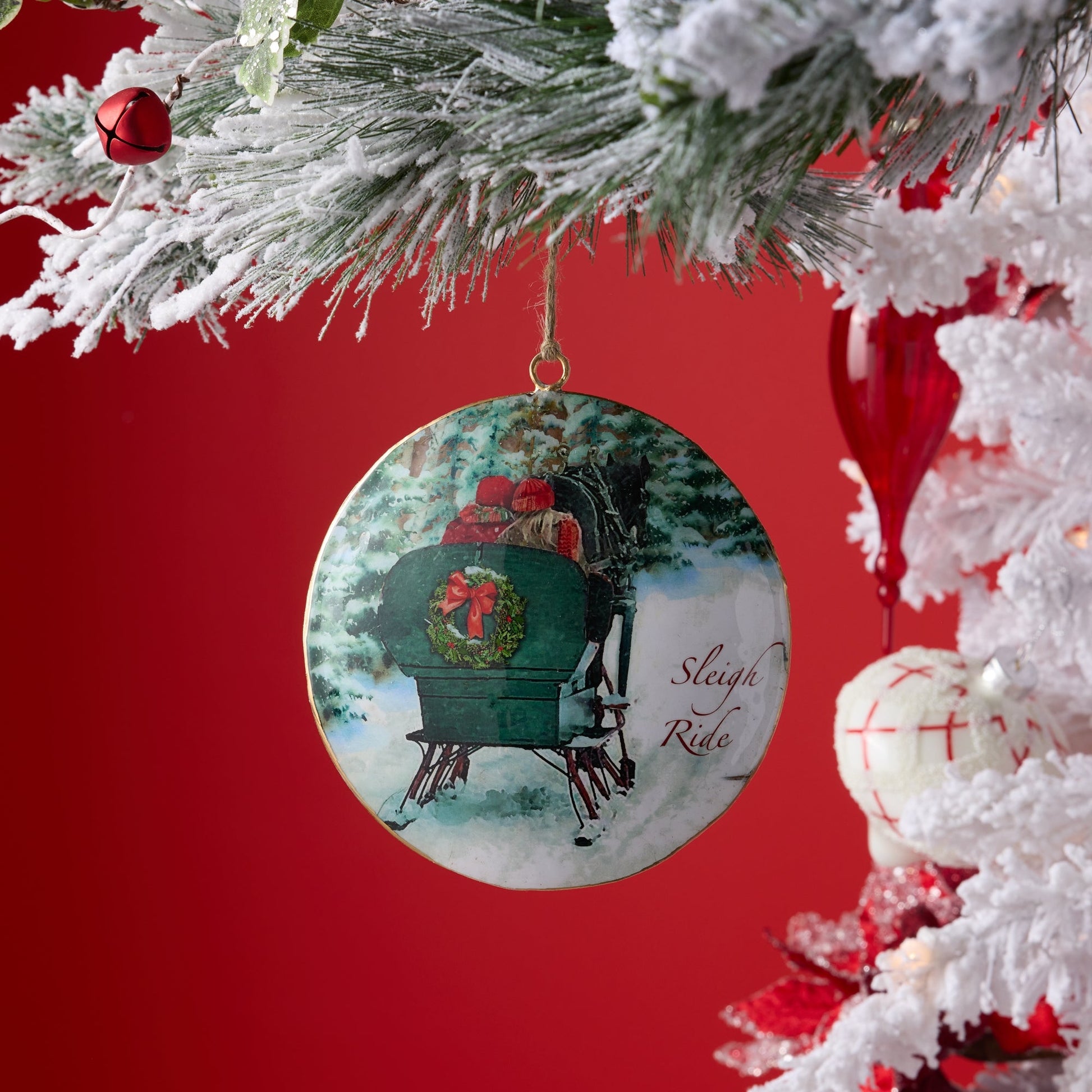Metal-Couple-Sleigh-Ride-Disc-Ornament-(Set-of-6)-Christmas-Ornaments