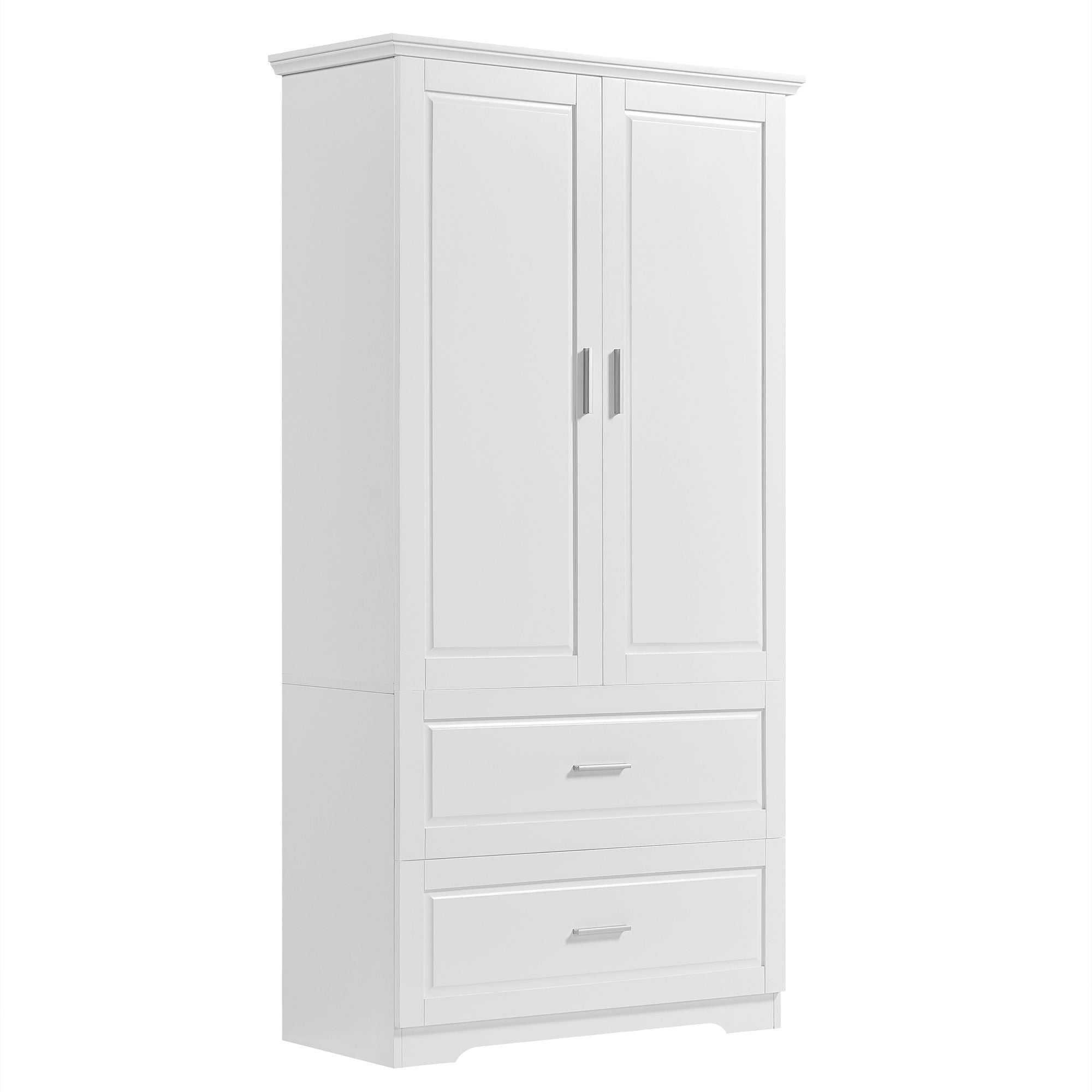 Tall Bathroom Storage Cabinet, Cabinet With 2 Doors And Drawers, Adjustable Shelf