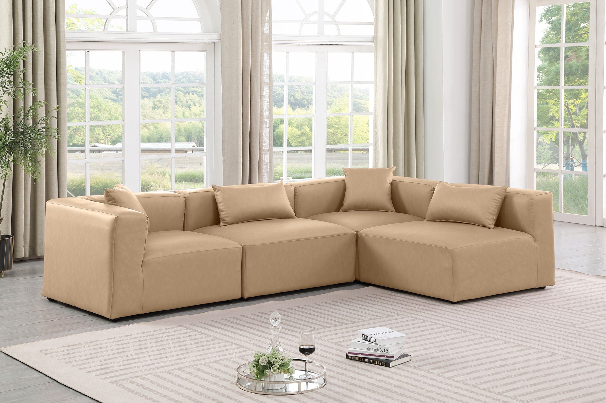 Cube - 4 Piece Modular Corner Sectional - Tan