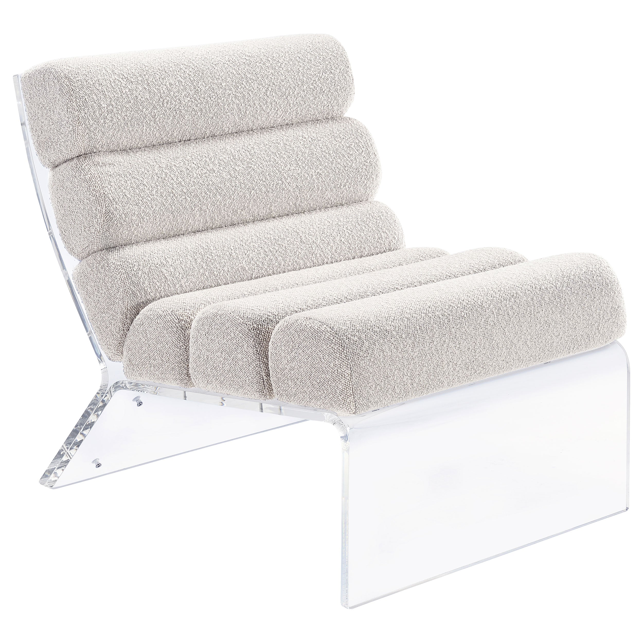 Serreta Boucle Upholstered Armless Acrylic Chair Ivory-