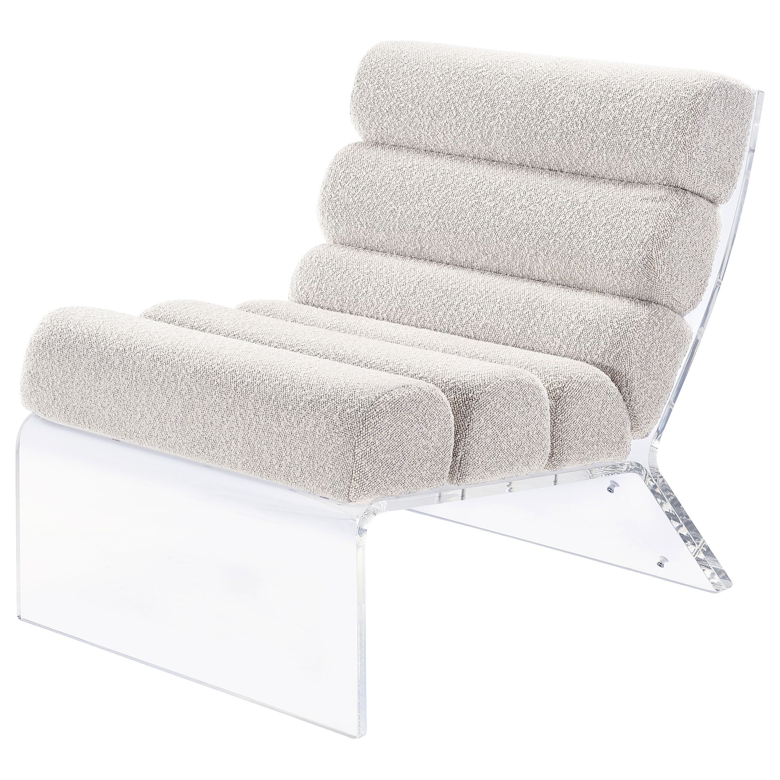 Serreta Boucle Upholstered Armless Acrylic Chair Ivory-