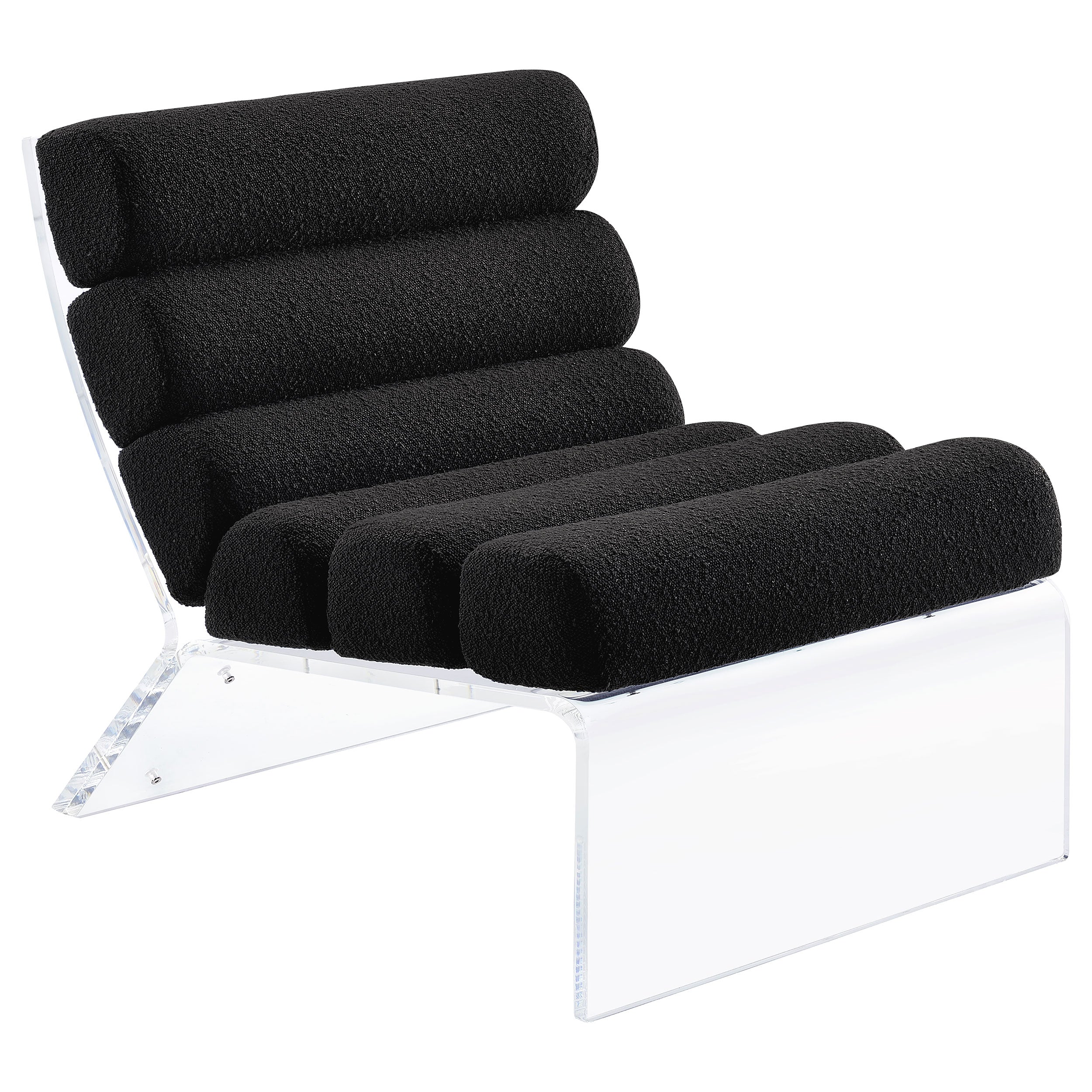 Serreta Boucle Upholstered Armless Acrylic Chair Black-
