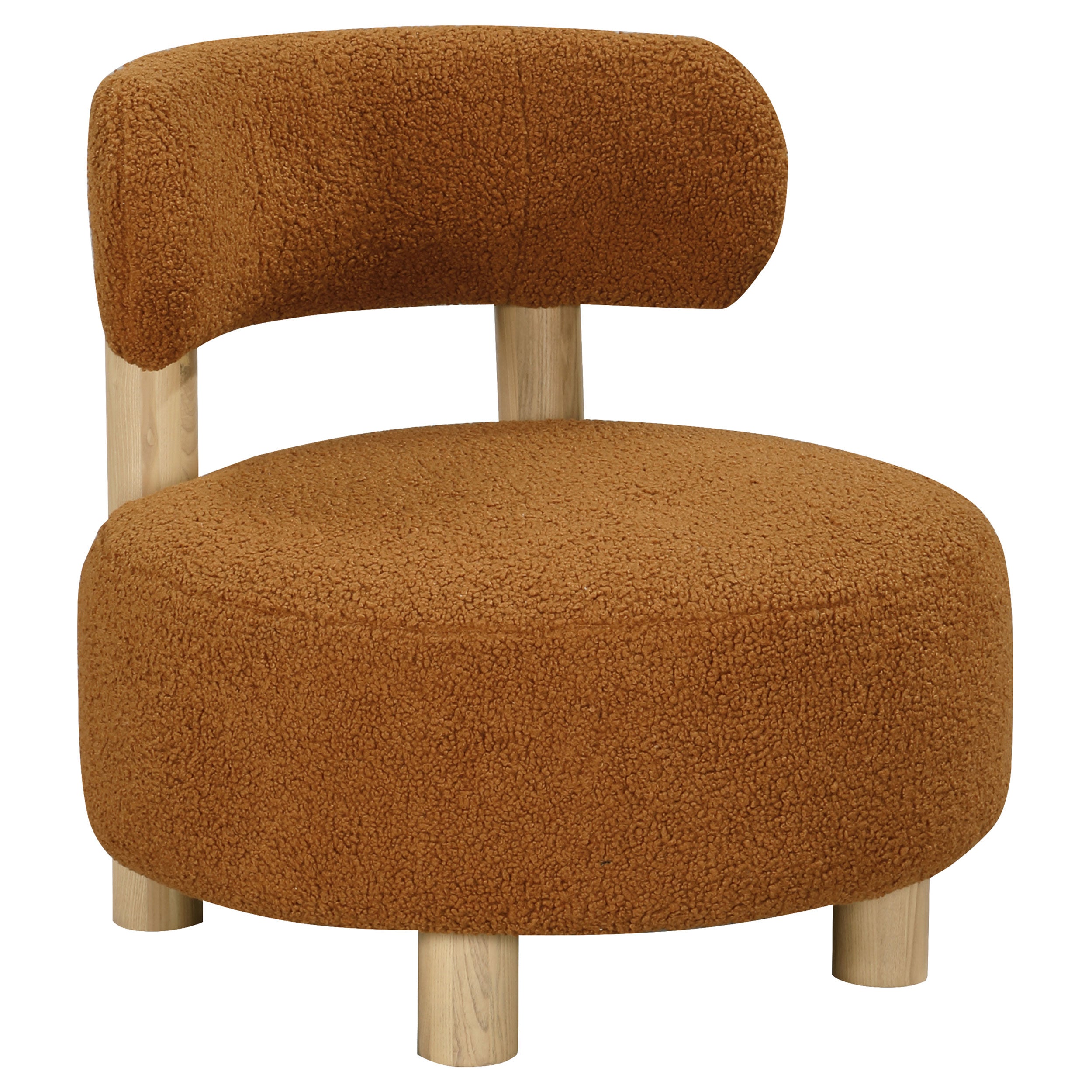 Zonie Boucle Upholstered Barrel Back Accent Chair Orange-