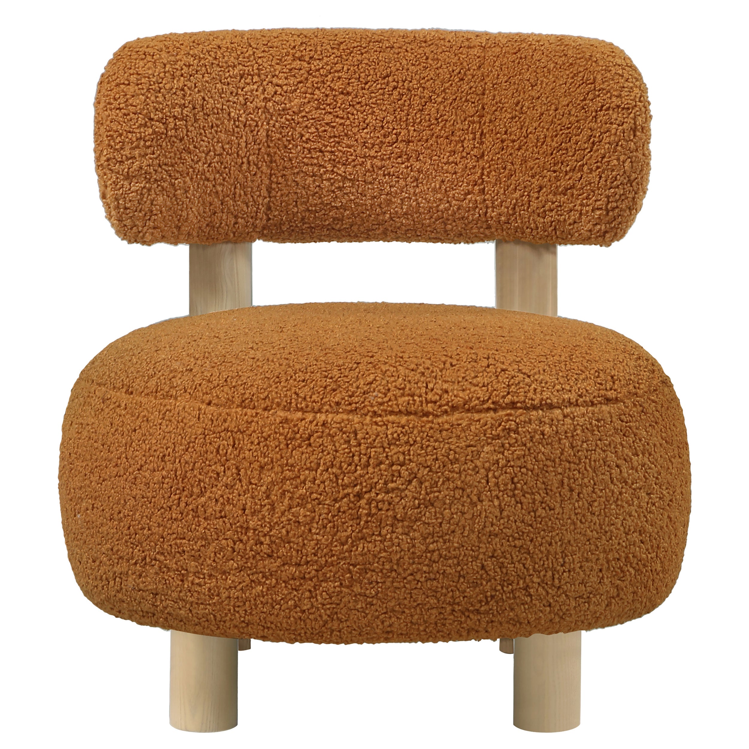 Zonie Boucle Upholstered Barrel Back Accent Chair Orange-