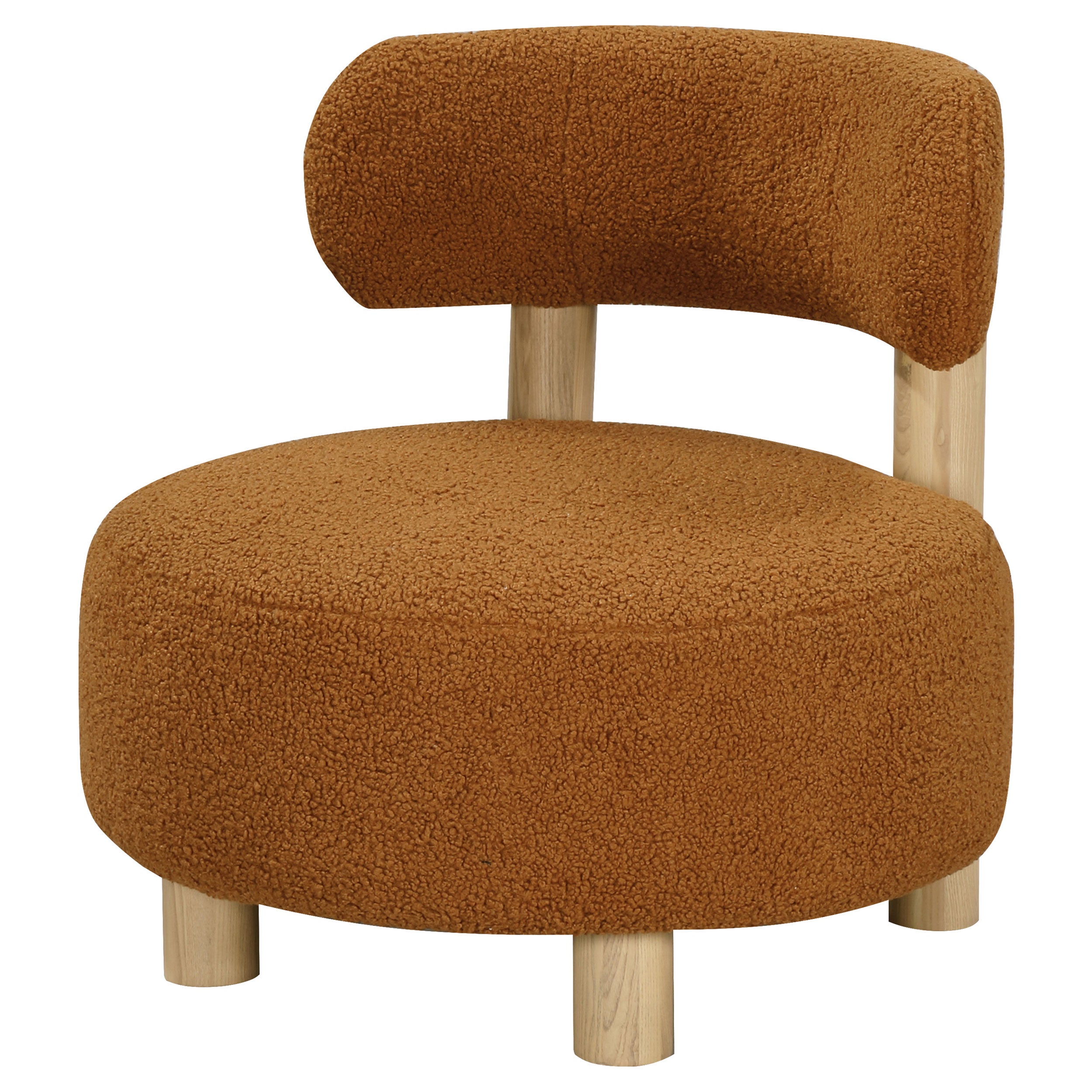 Zonie Boucle Upholstered Barrel Back Accent Chair Orange-