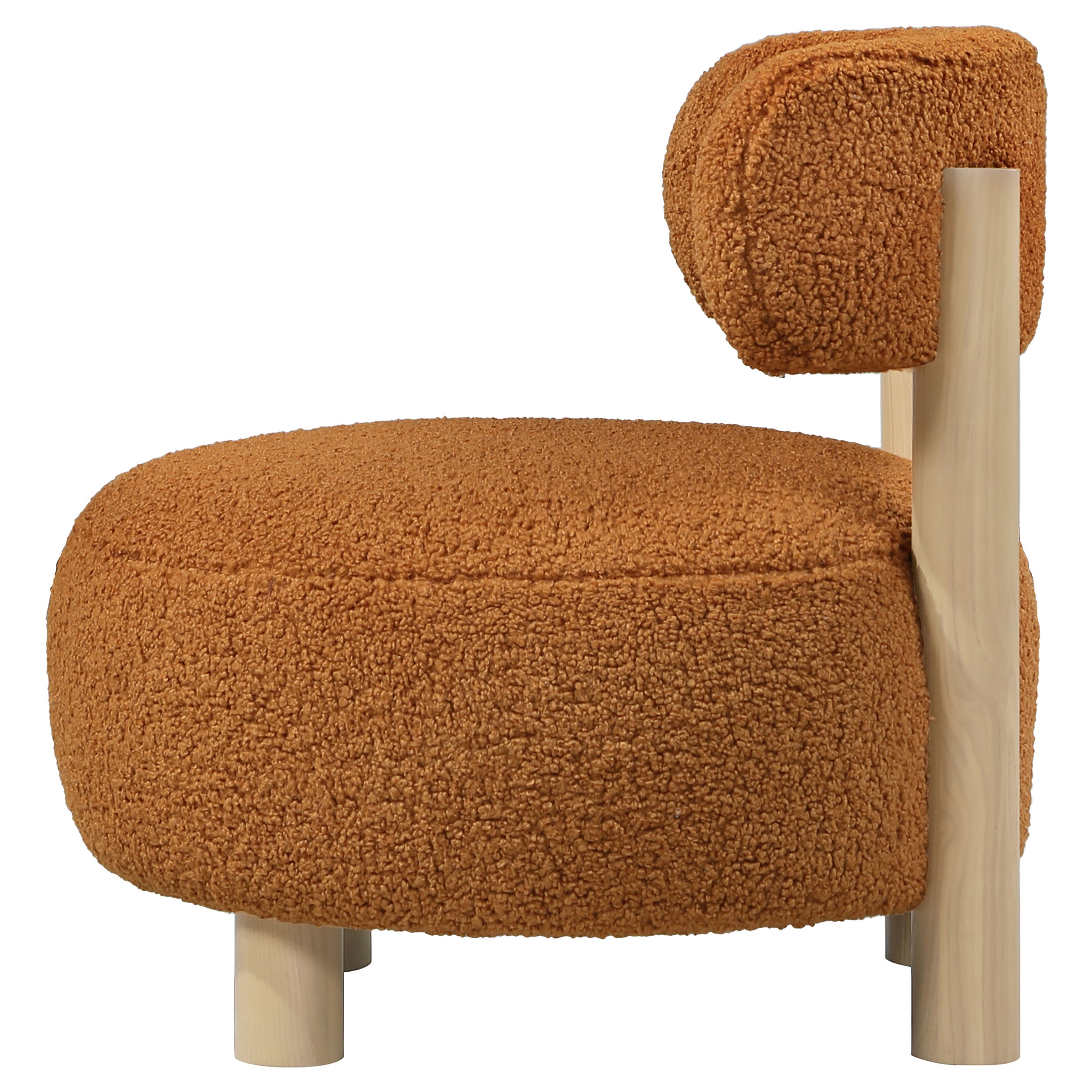 Zonie Boucle Upholstered Barrel Back Accent Chair Orange-