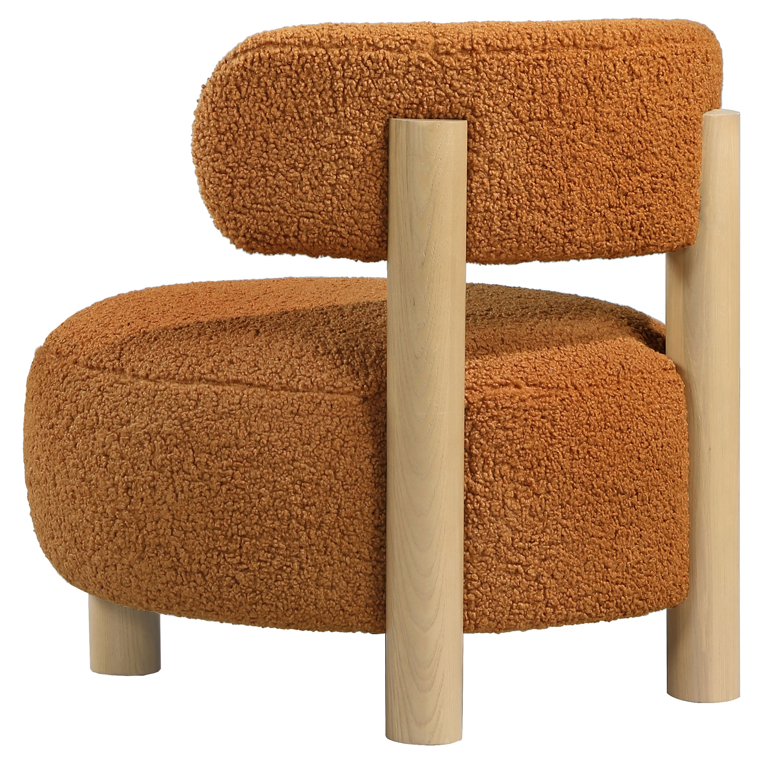 Zonie Boucle Upholstered Barrel Back Accent Chair Orange-