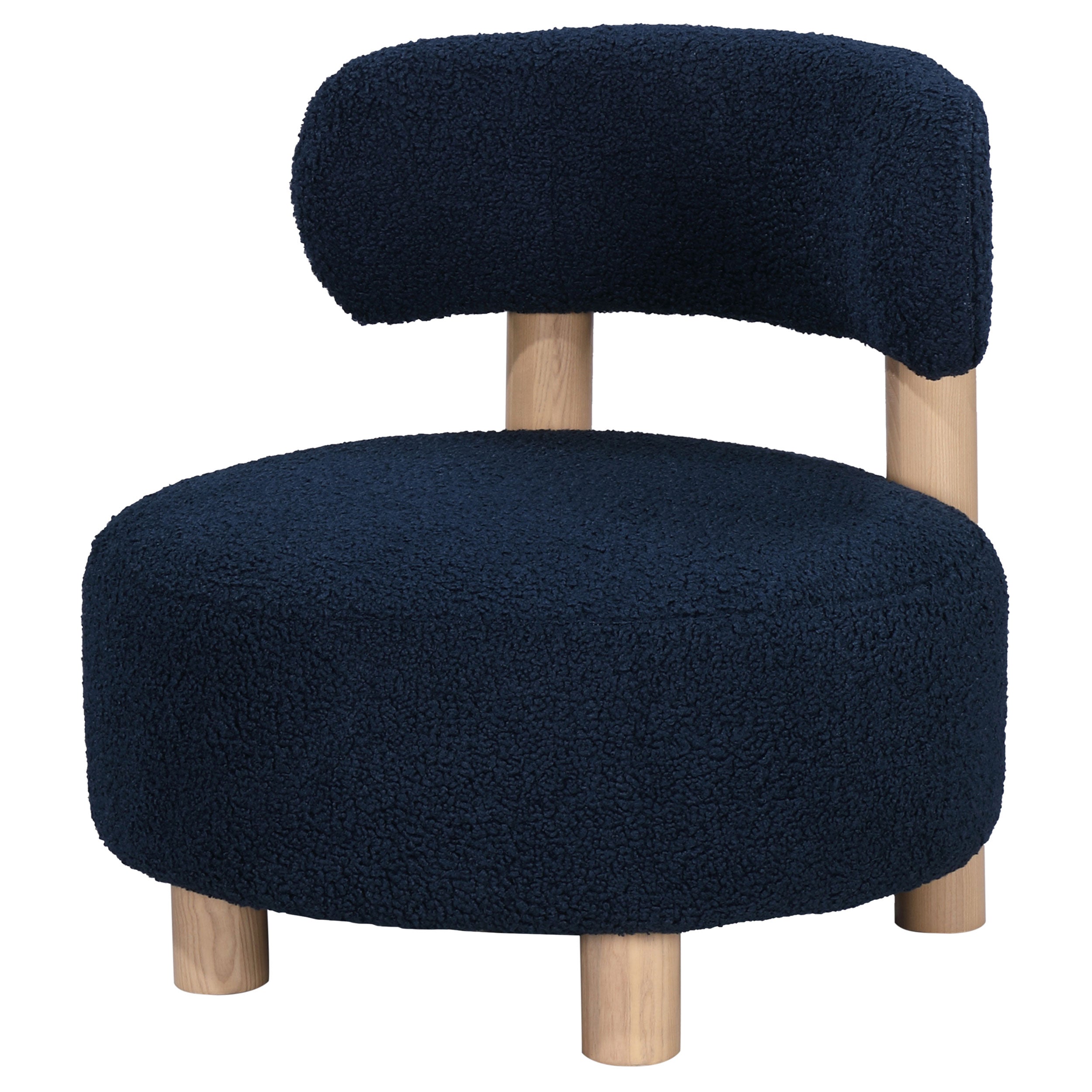 Zonie Boucle Upholstered Barrel Back Accent Chair Blue-