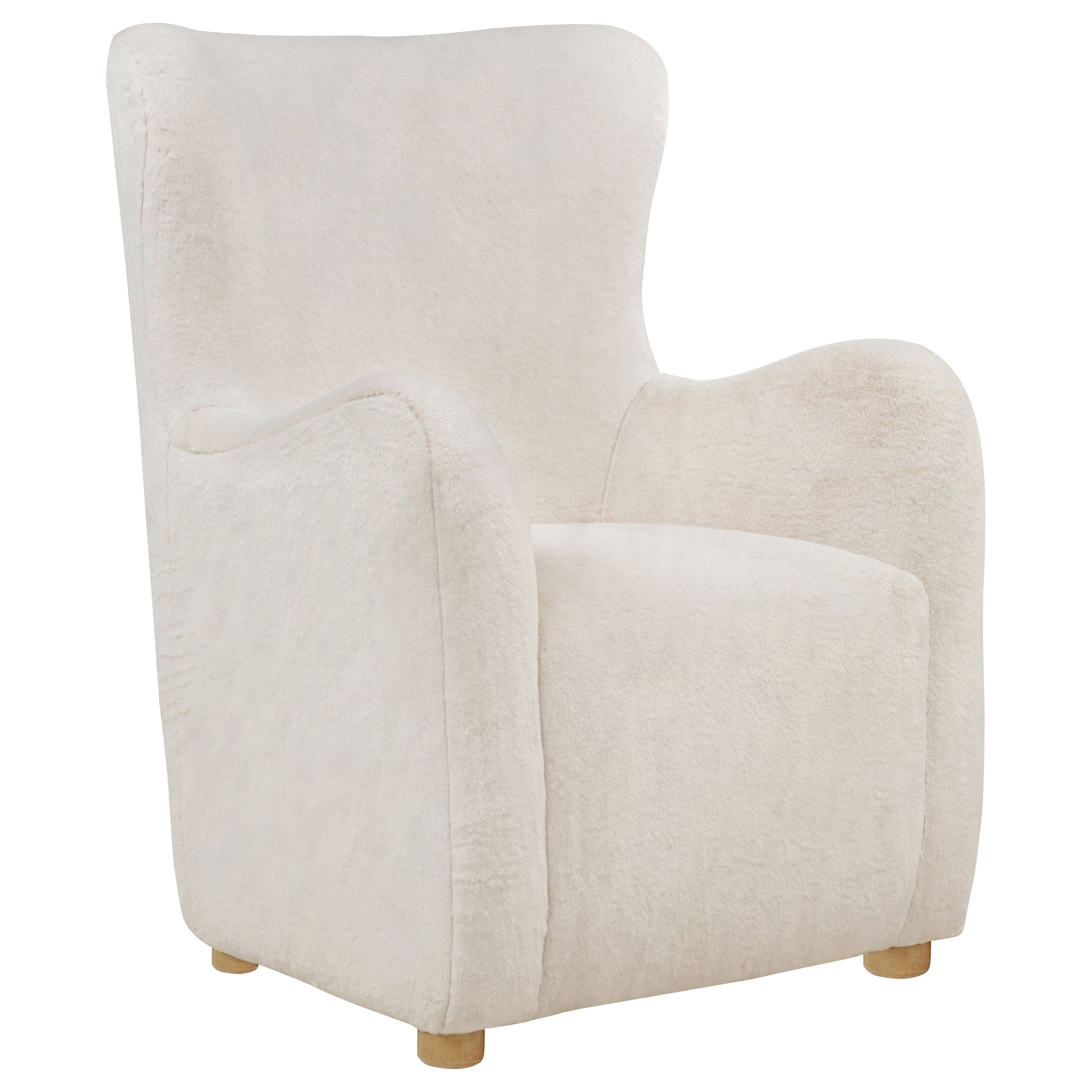Thornton Faux Fur Upholstered Wingback Lounge Accent Chair Ivory-