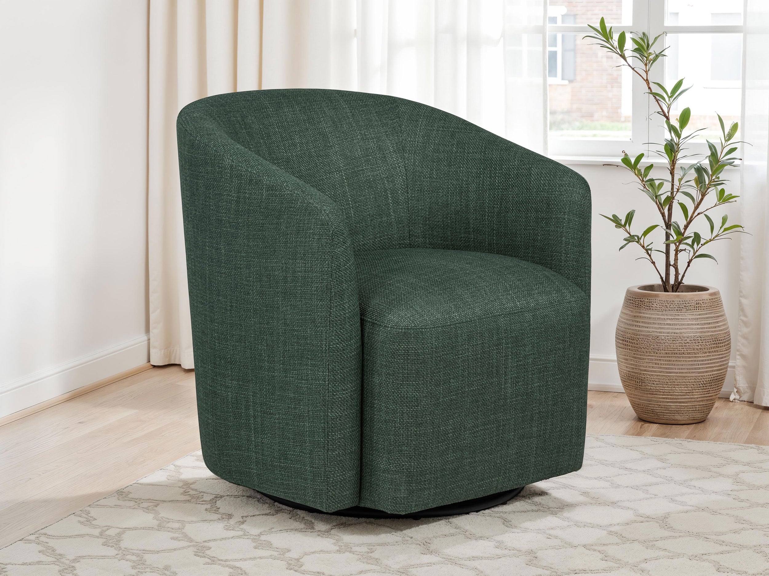Mossbrook Fabric Upholstered Swivel Accent Chair Green-