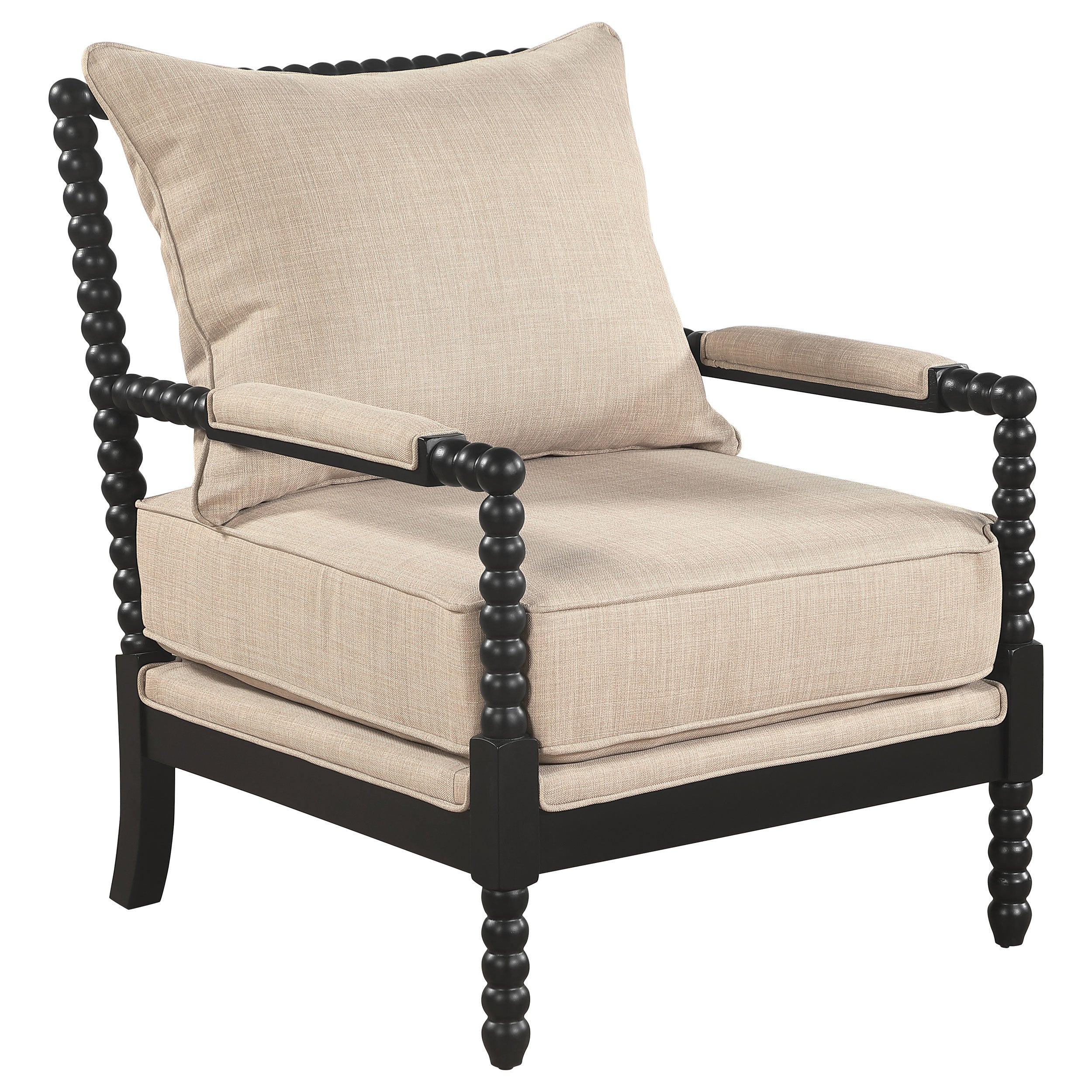 Blanchett Upholstered Bobbin Accent Chair Beige and Black-