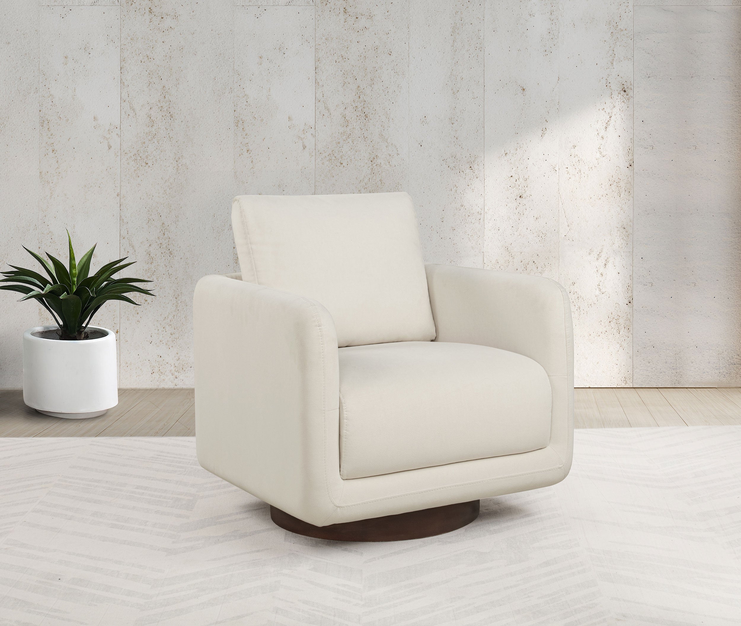 Iris Fabric Upholstered Swivel Accent Chair Ivory-
