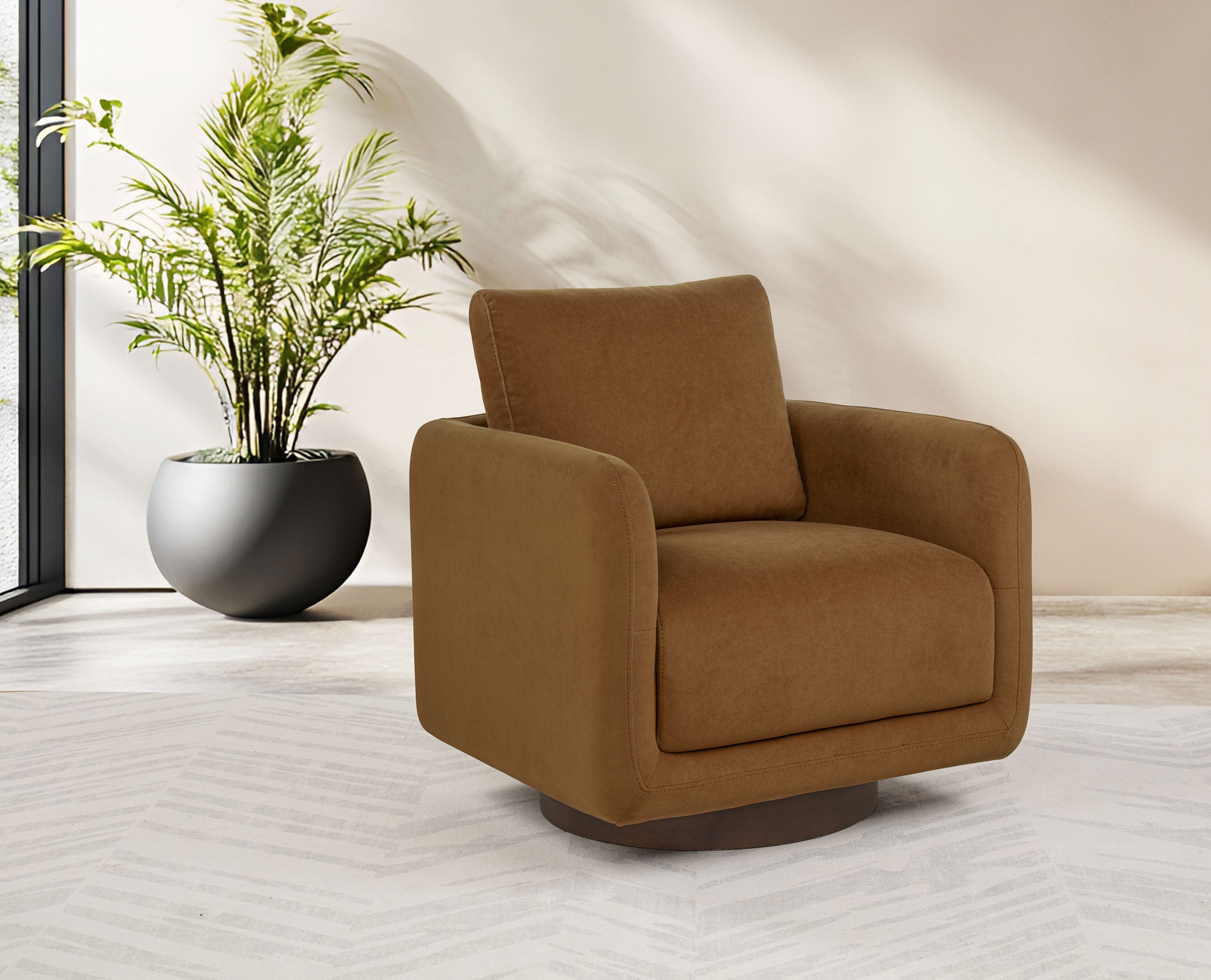 Iris Fabric Upholstered Swivel Accent Chair Rust-