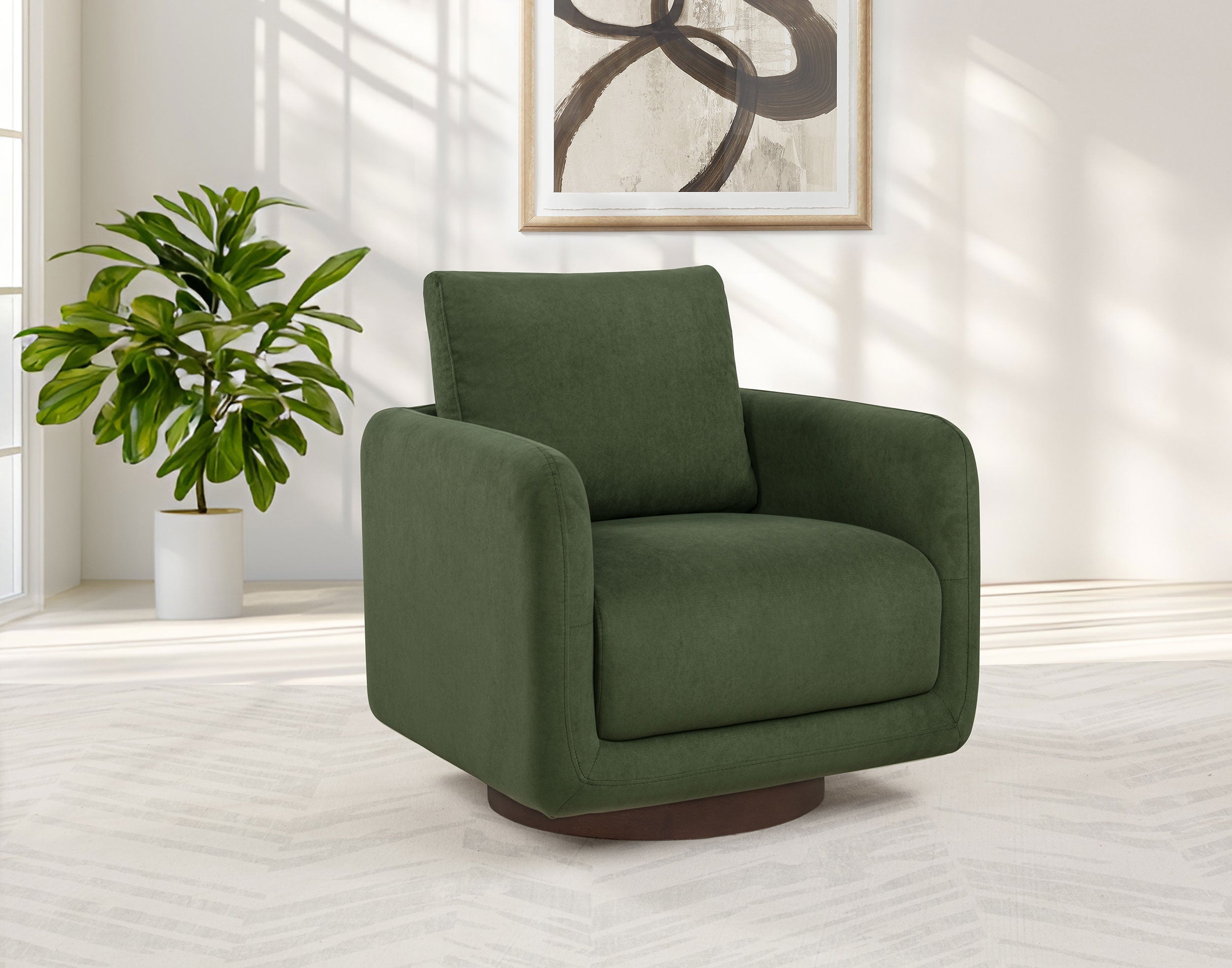 Iris Fabric Upholstered Swivel Accent Chair Matcha-