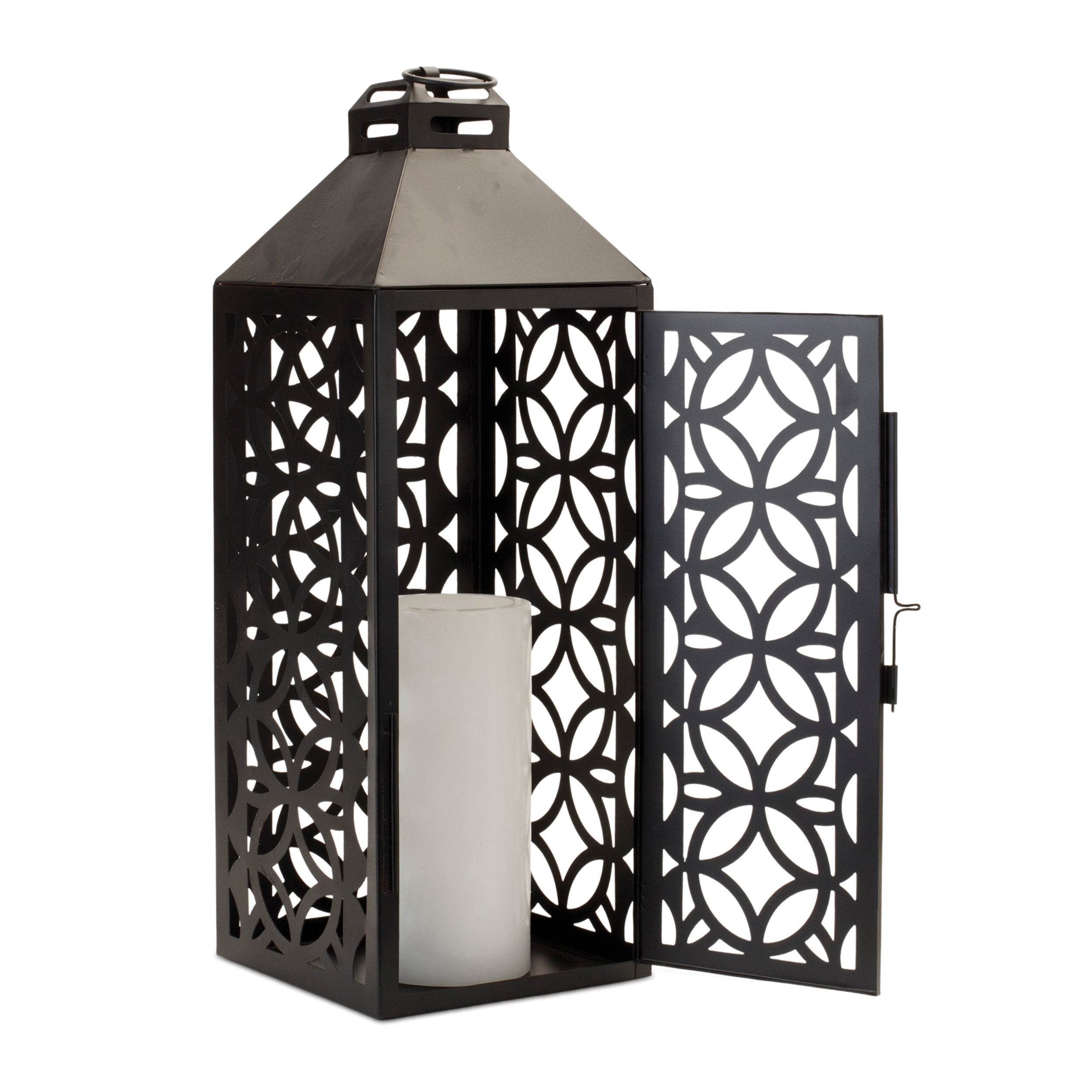 Ornate Geometric Metal Lantern (Set of 2)