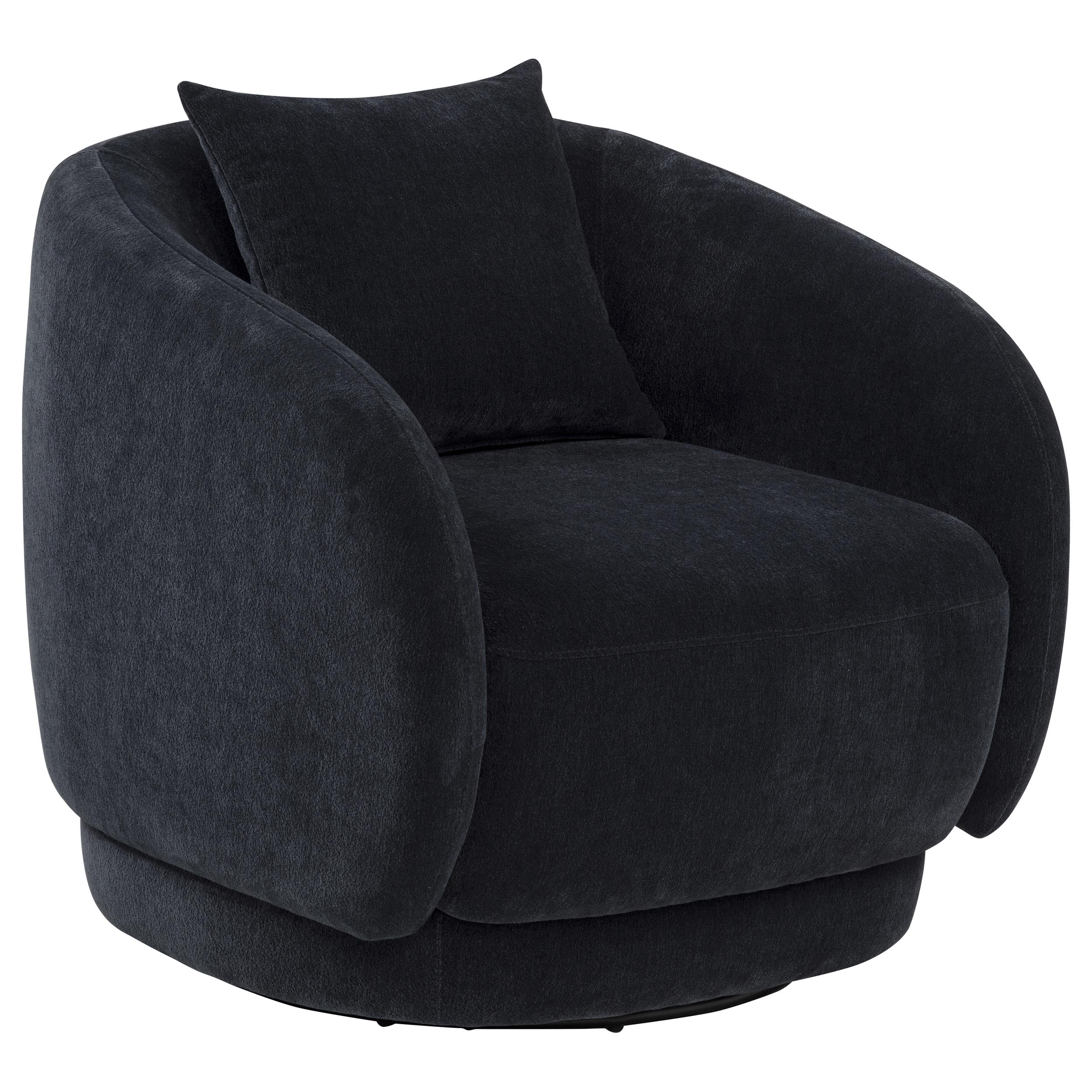 Arnaud Chenille Upholstered Swivel Accent Chair Navy-