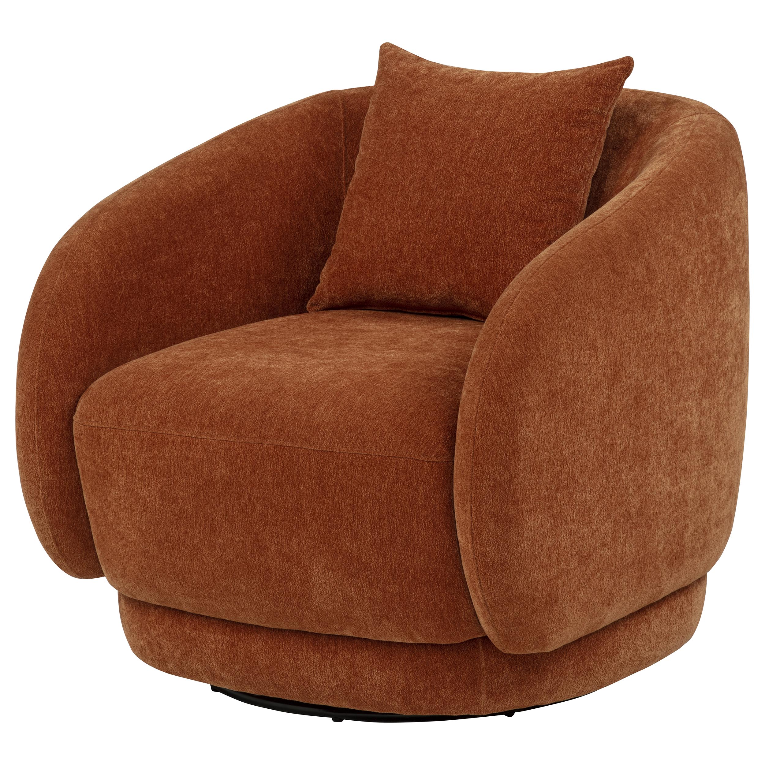 Arnaud Chenille Upholstered Swivel Accent Chair Burnt Orange-