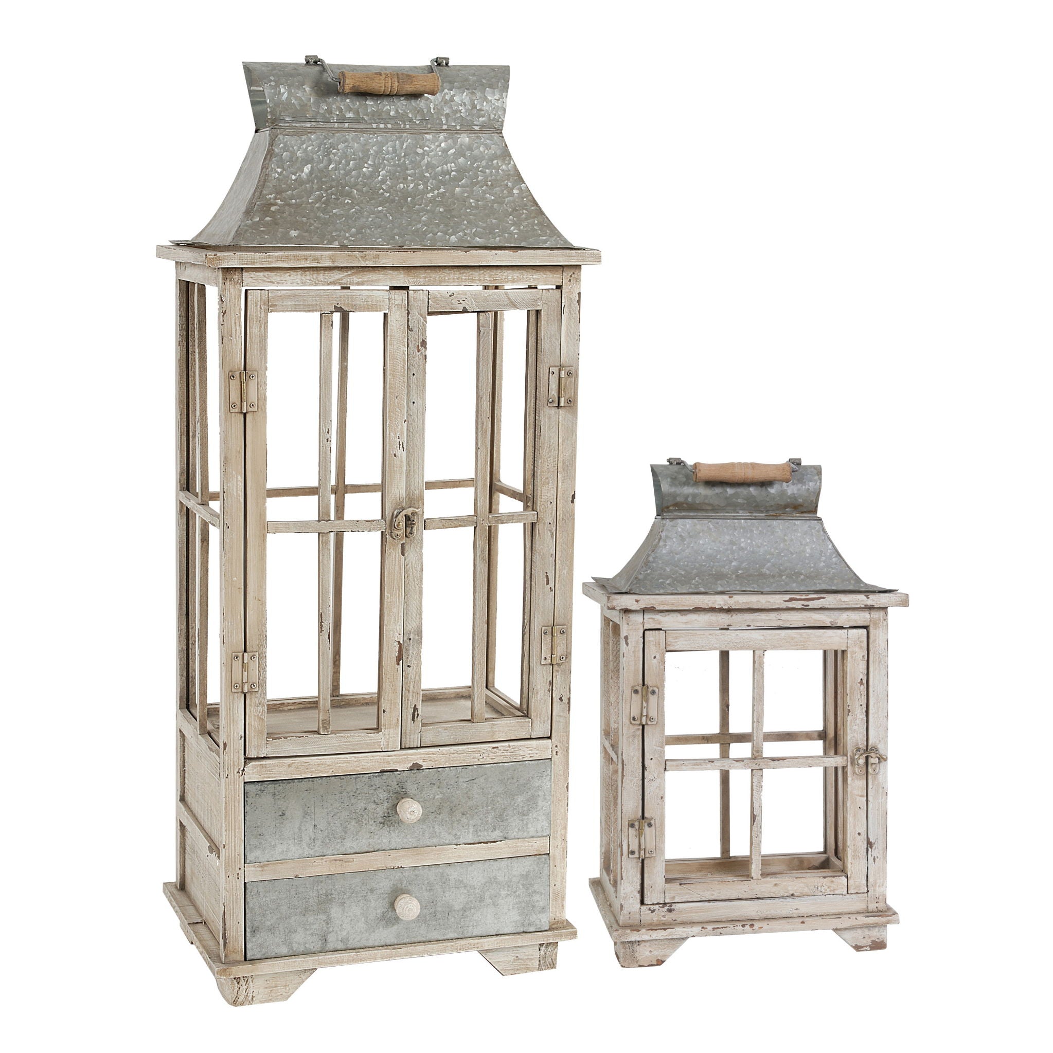Wooden Candle Lantern Decorative Hurricane Holder - Ivory