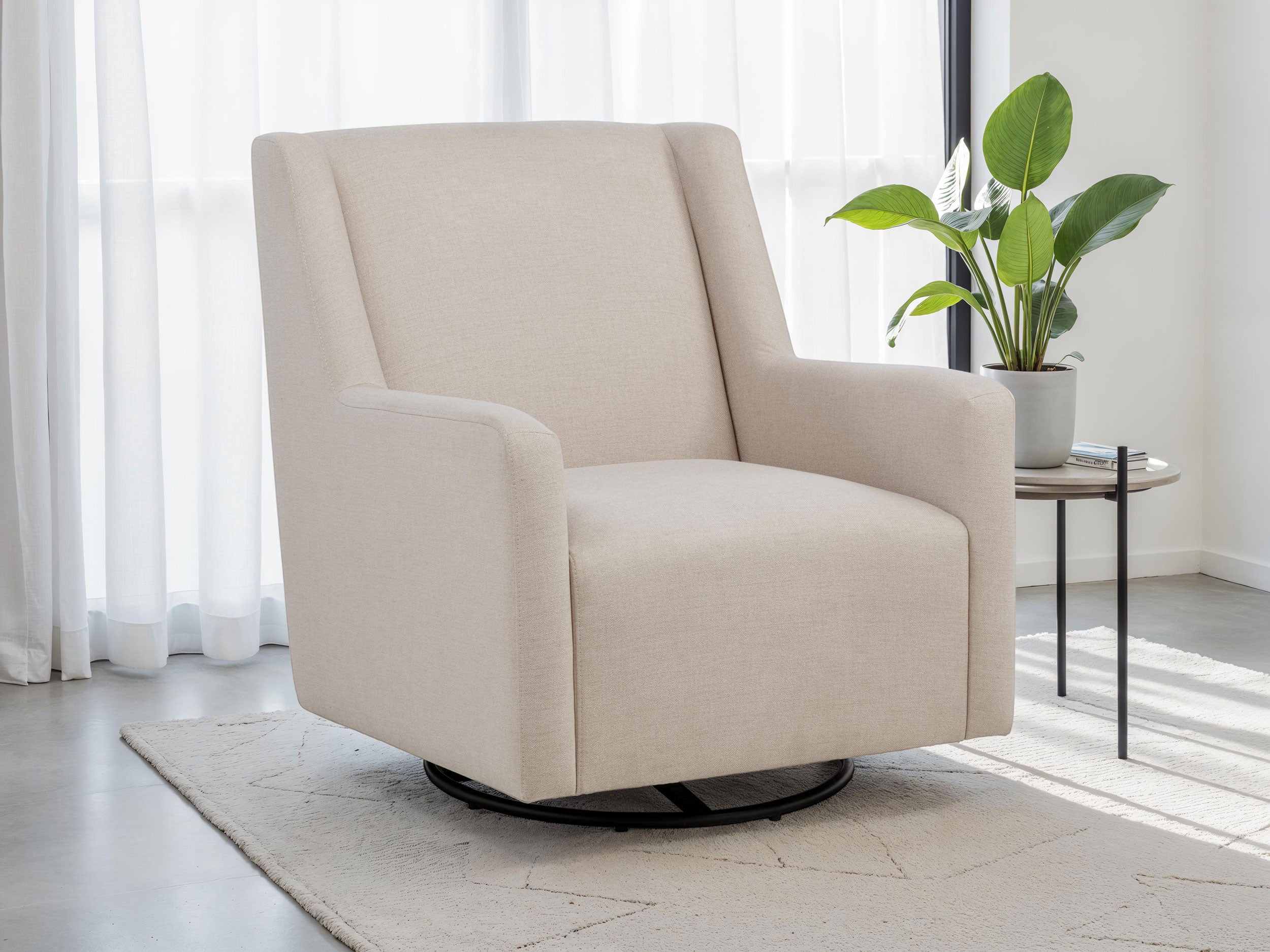 Sorrel Fabric Upholstered Swivel Glider Arm Chair Latte-
