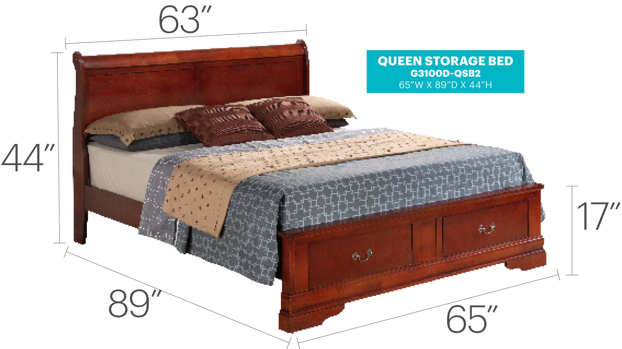 Louis Phillipe - Storage Bed