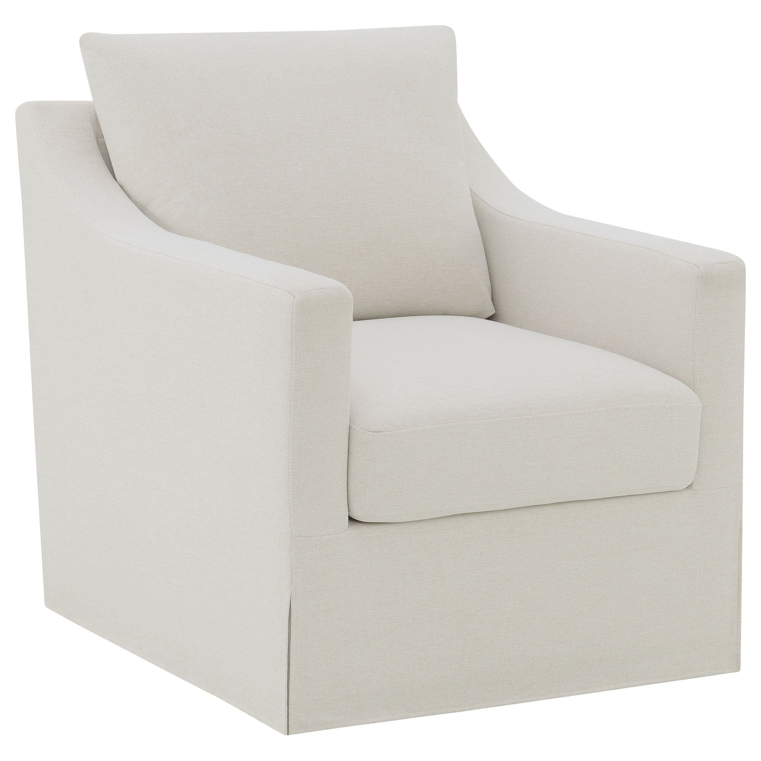 Winter Upholstered Sloped Arm Accent Swivel Chair Beige-